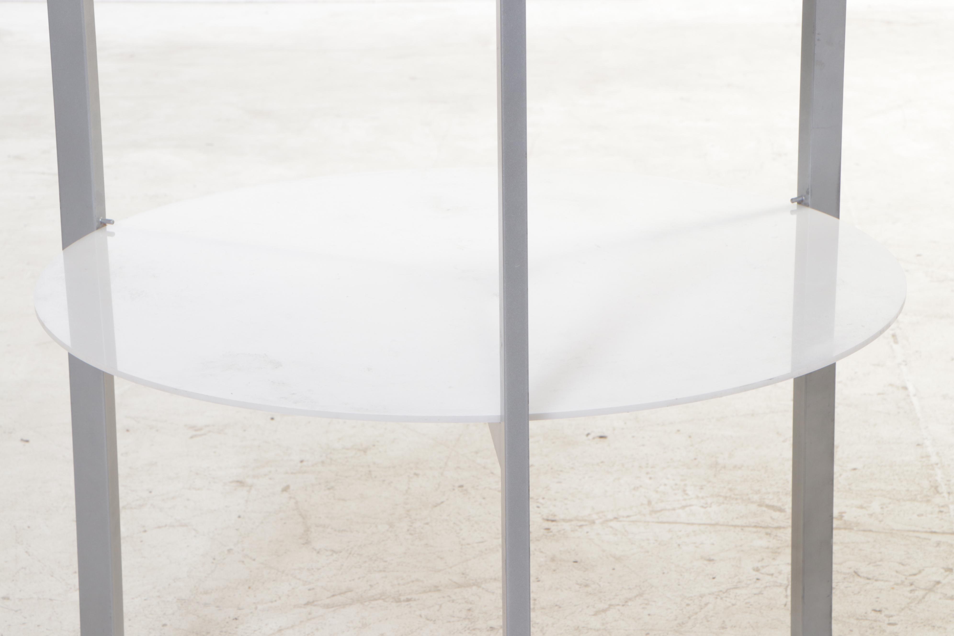 Pair of Metal and Acrylic Four-Tier Display Towers