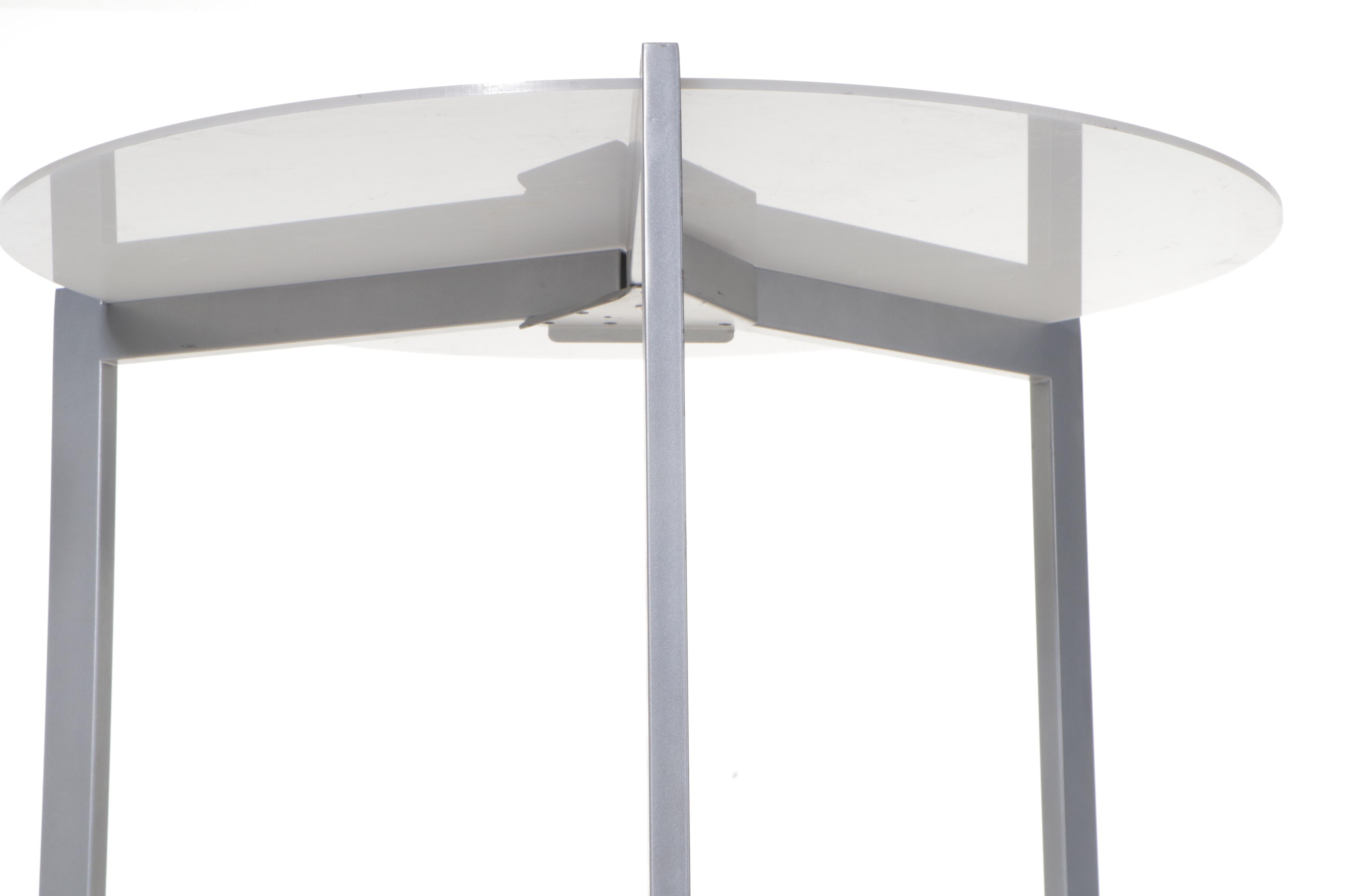 Pair of Metal and Acrylic Four-Tier Display Towers