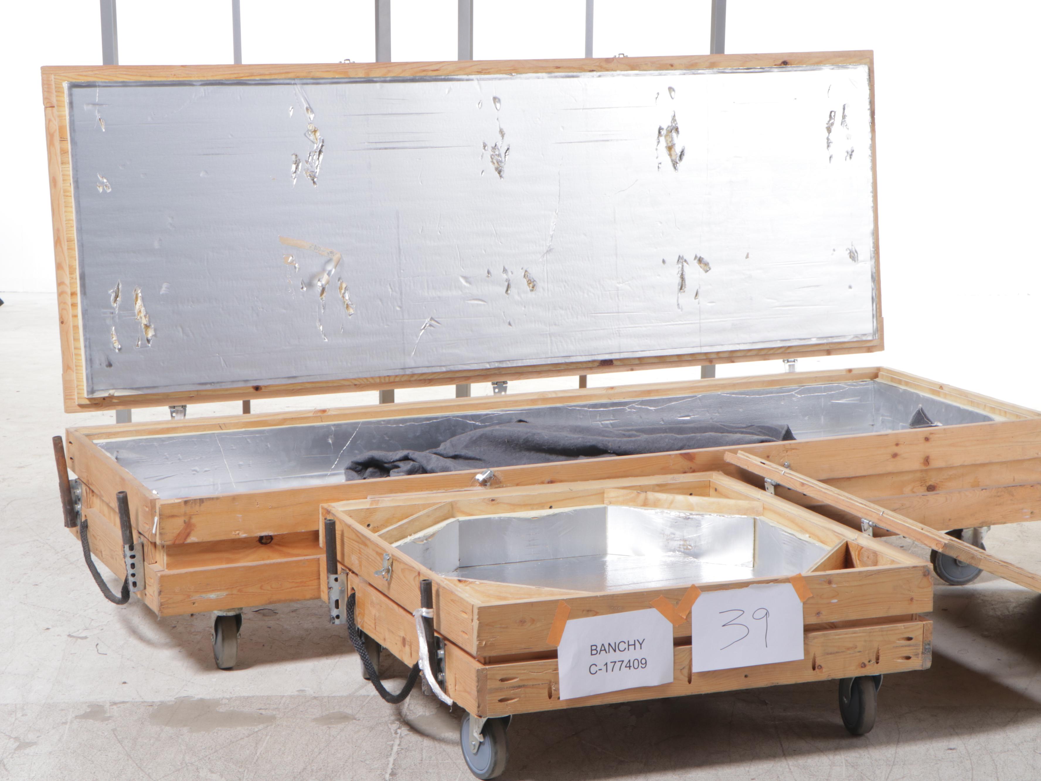 Pair of Metal and Acrylic Four-Tier Display Towers