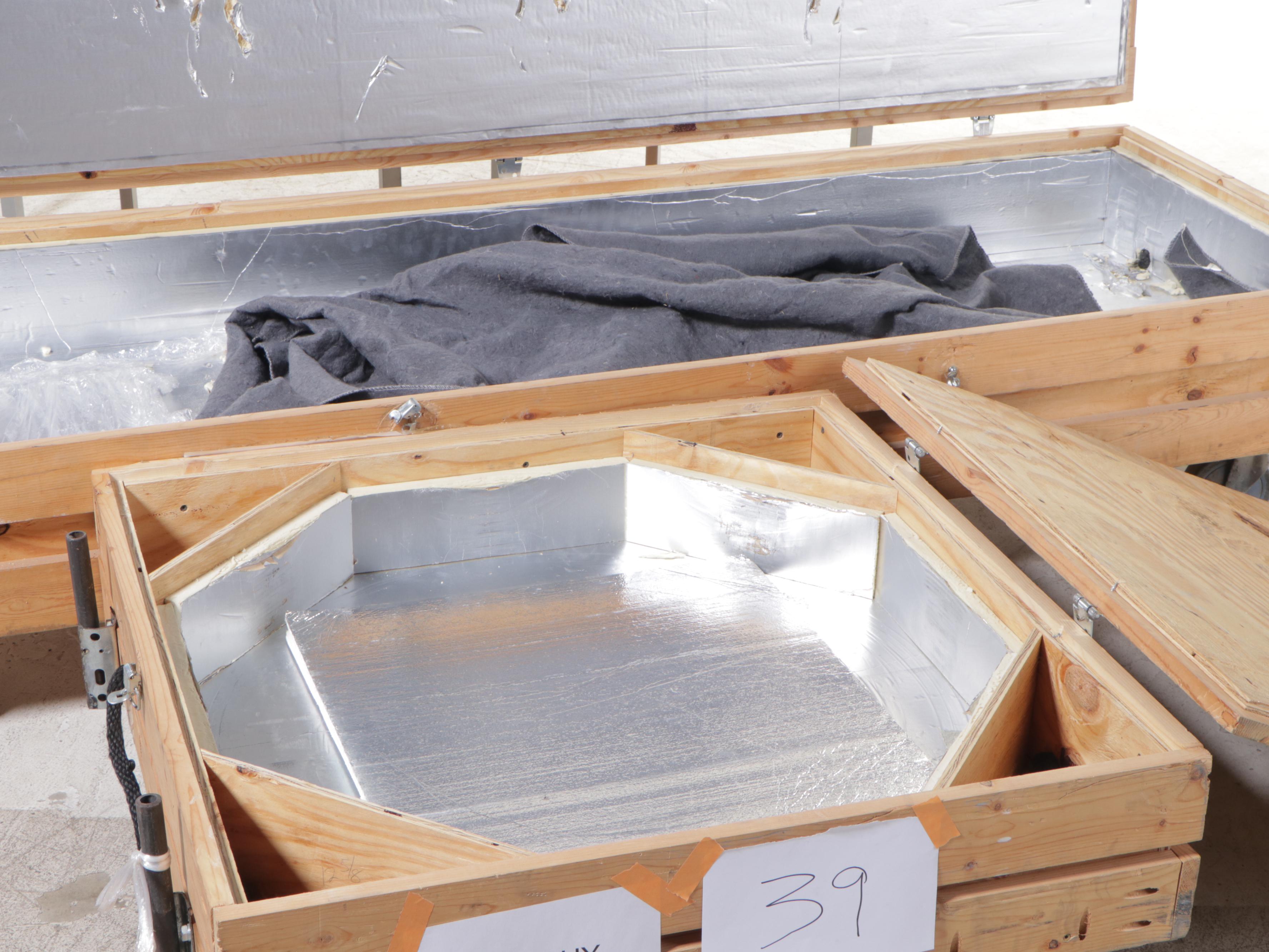 Pair of Metal and Acrylic Four-Tier Display Towers