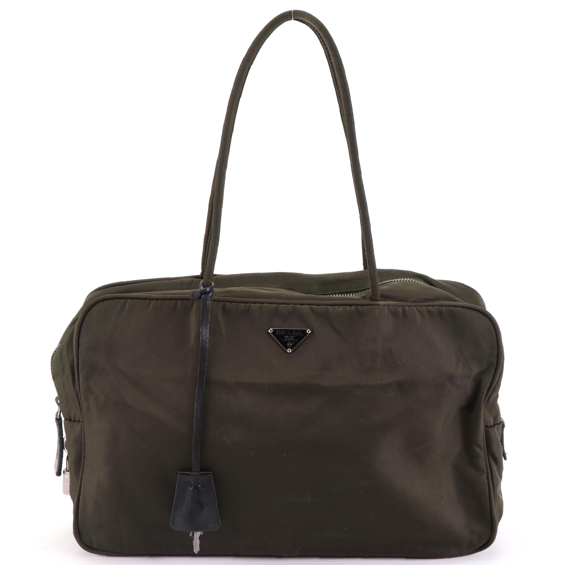 Prada Small Tote in Nylon Gabardine and Black Leather