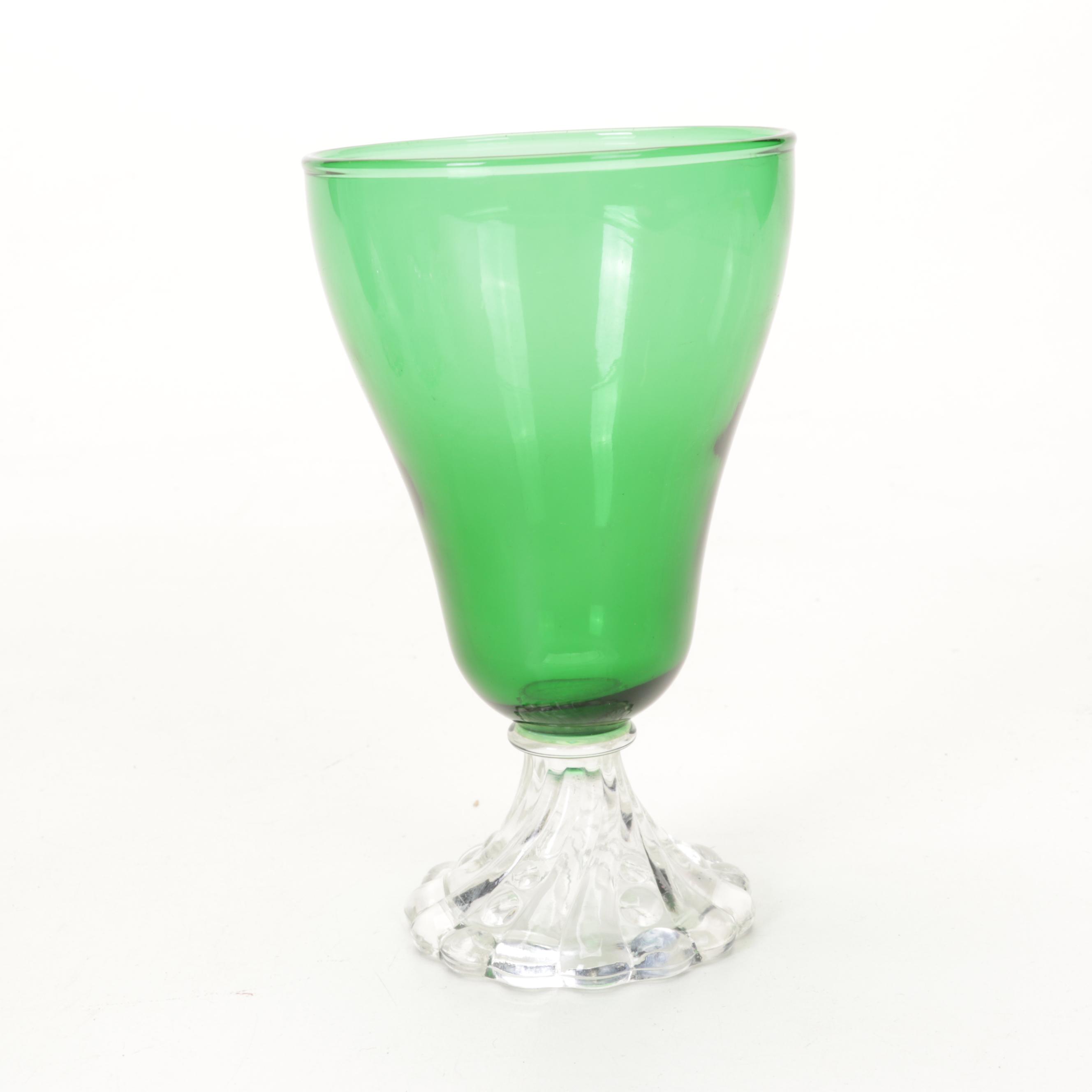 Anchor Hocking "Burple" Green Glass Parfait Glasses, Late 20th Century