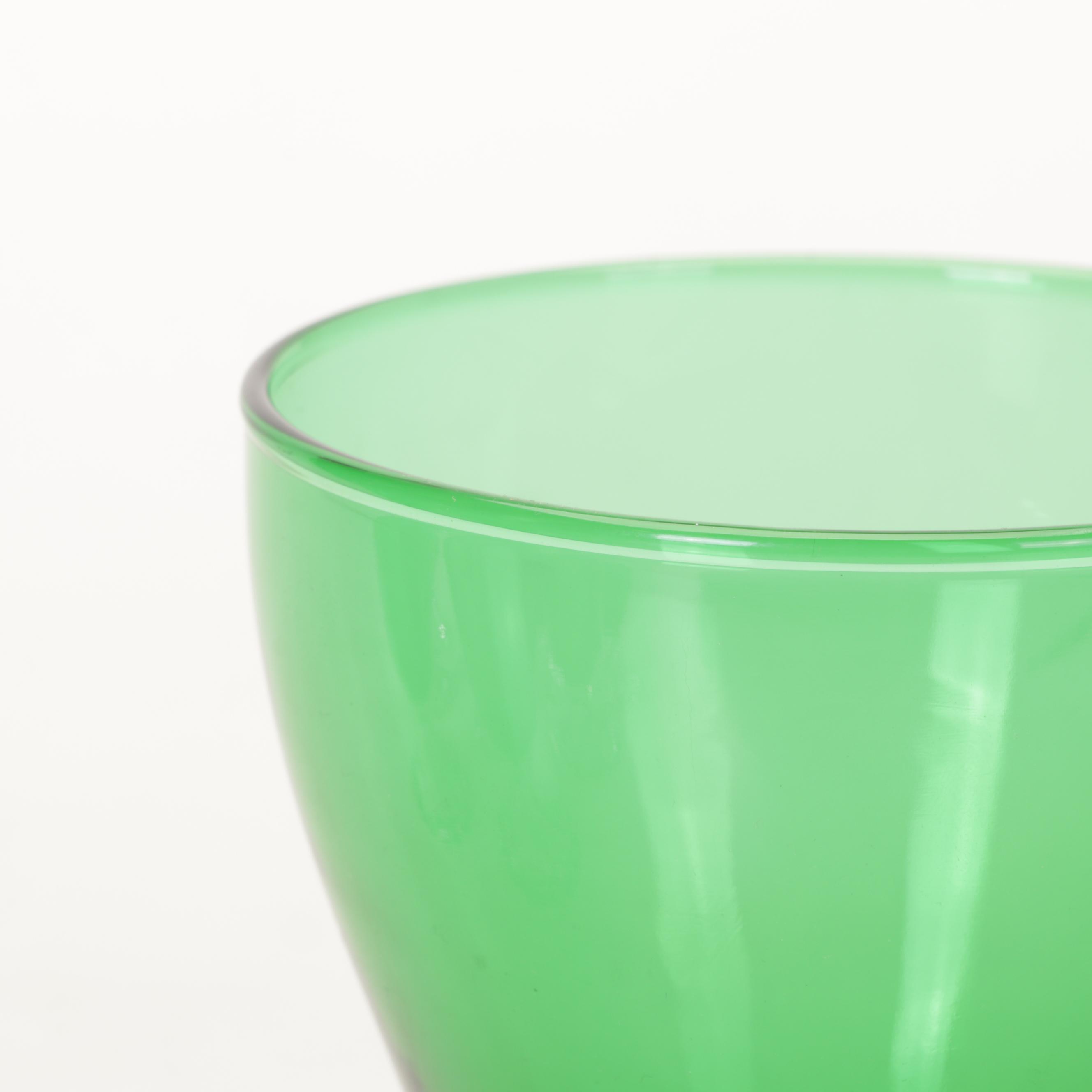 Anchor Hocking "Burple" Green Glass Parfait Glasses, Late 20th Century