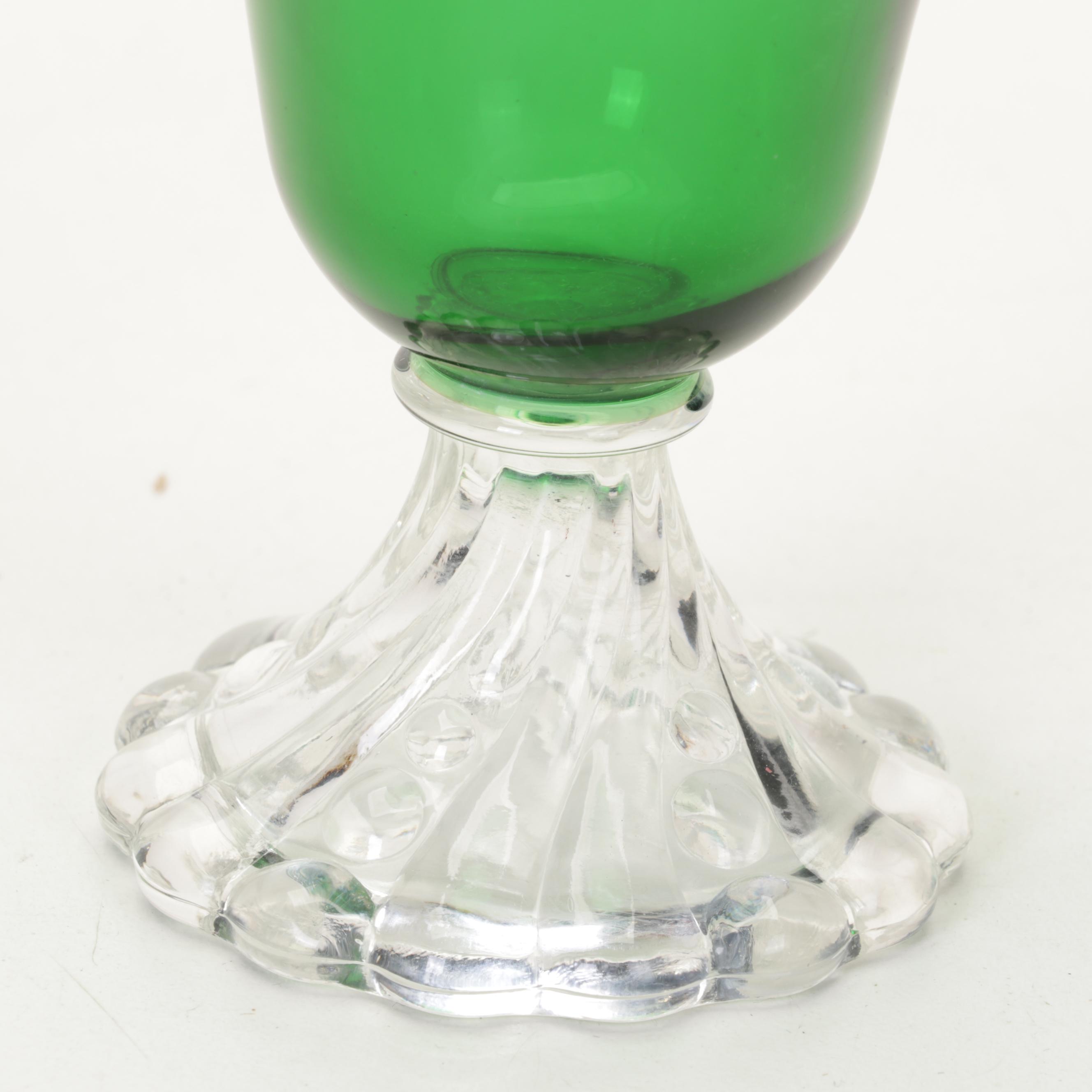Anchor Hocking "Burple" Green Glass Parfait Glasses, Late 20th Century