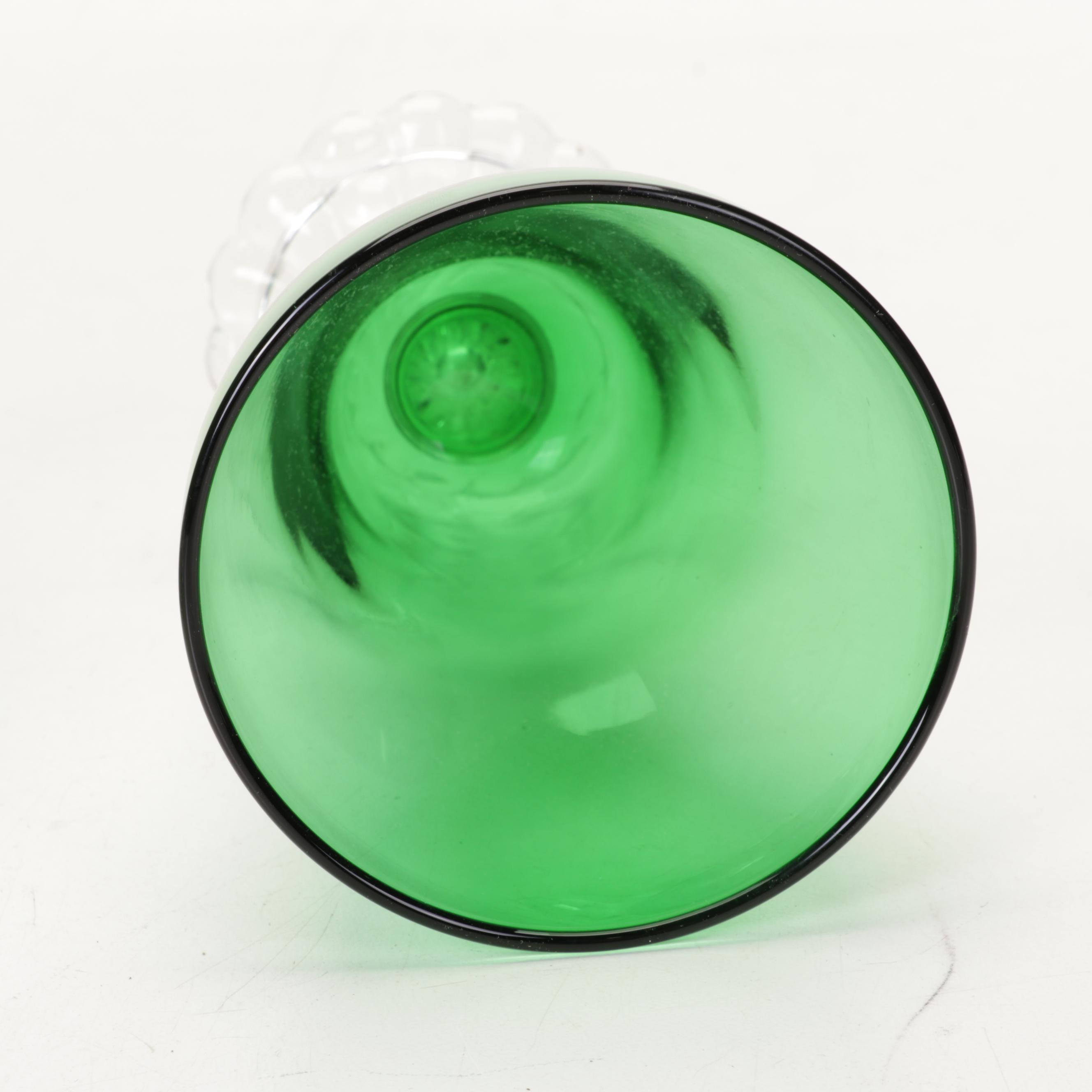 Anchor Hocking "Burple" Green Glass Parfait Glasses, Late 20th Century