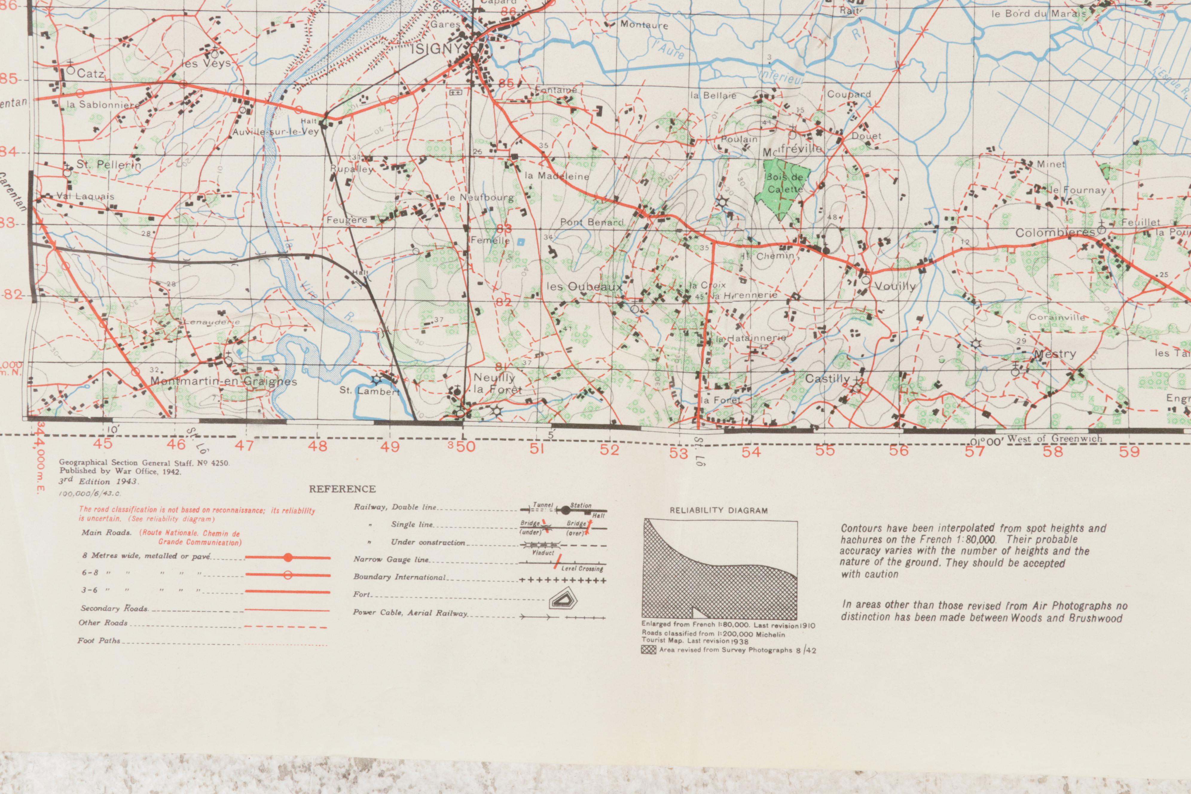 US War Office and Other World War 2 Era Maps of France, circa 1944