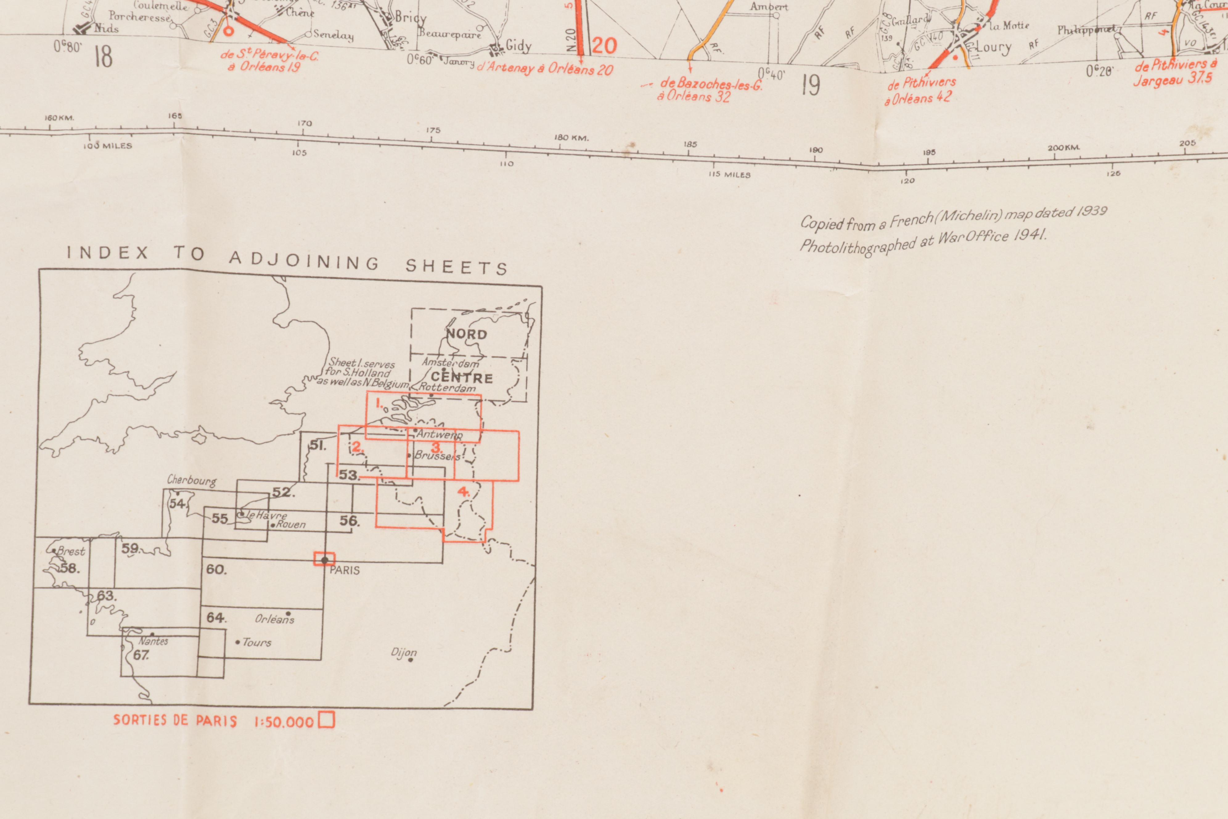 US War Office and Other World War 2 Era Maps of France, circa 1944
