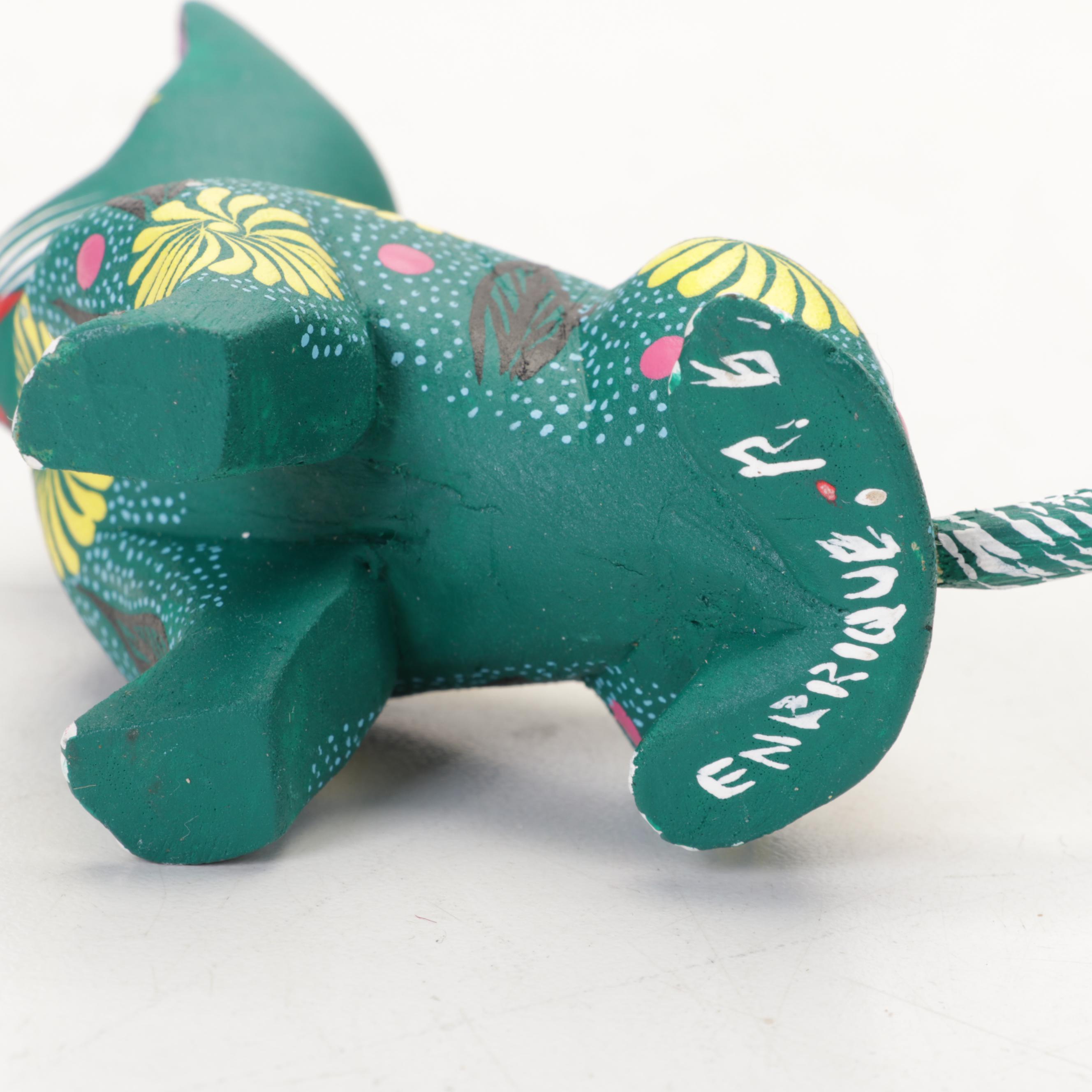 Mexican Alebrijes Folk Art Hand-Painted Carved Wood Figurines