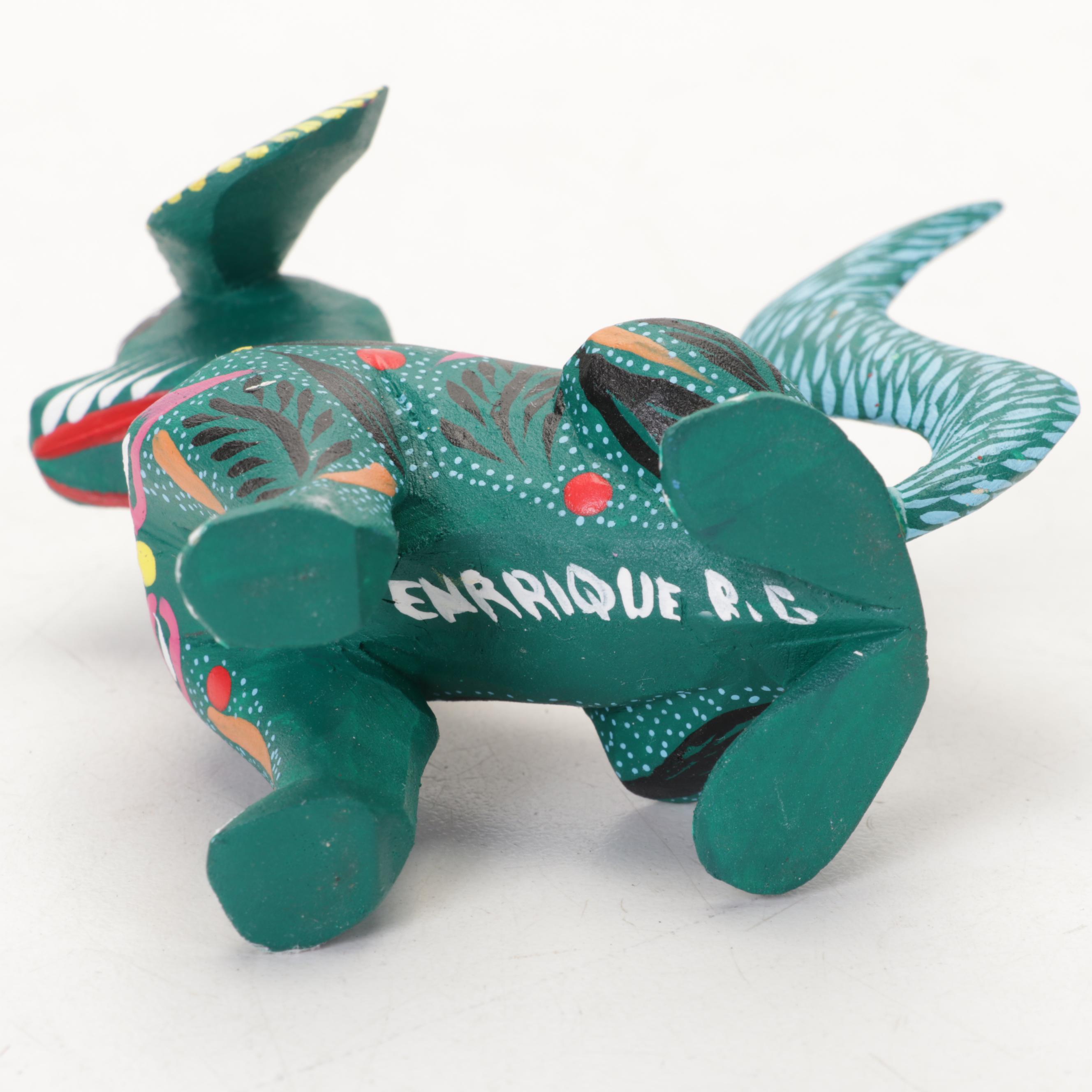 Mexican Alebrijes Folk Art Hand-Painted Carved Wood Figurines