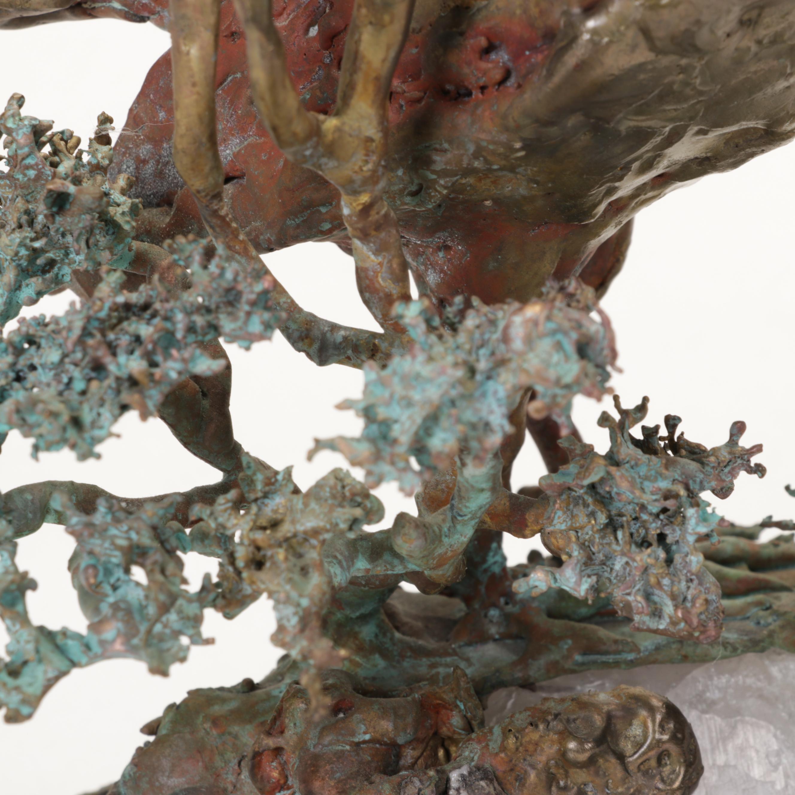 Bronze and Quartz Roadrunner Sculpture, Circa 1970