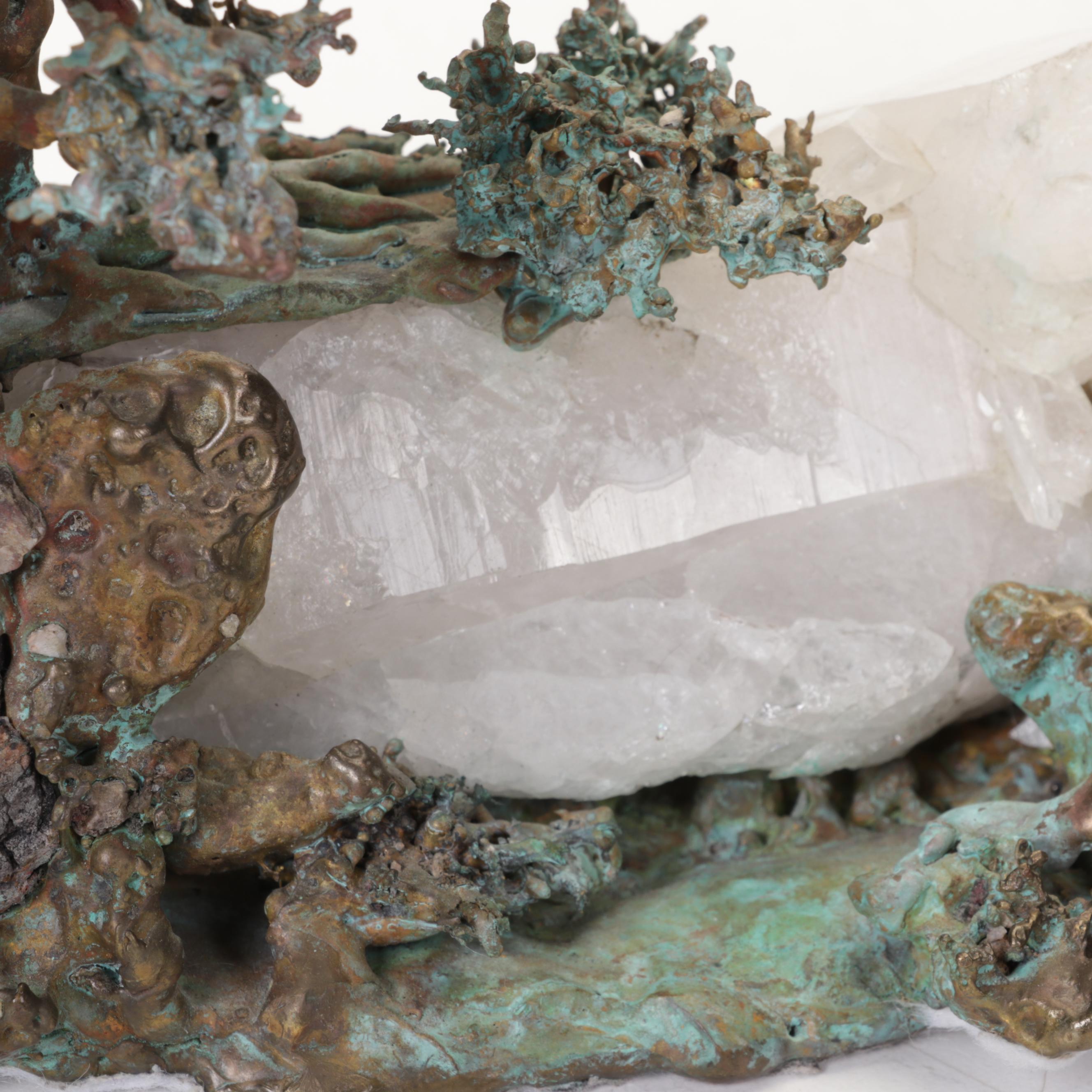 Bronze and Quartz Roadrunner Sculpture, Circa 1970