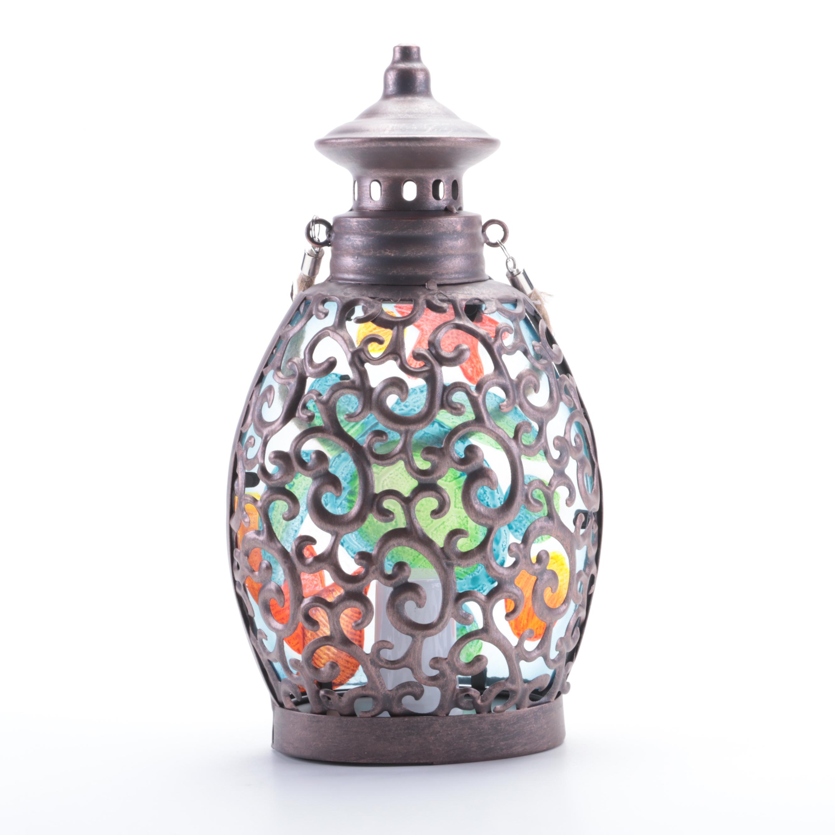 Barbara King Nautical Themed Illuminated Pressed Glass Lanterns