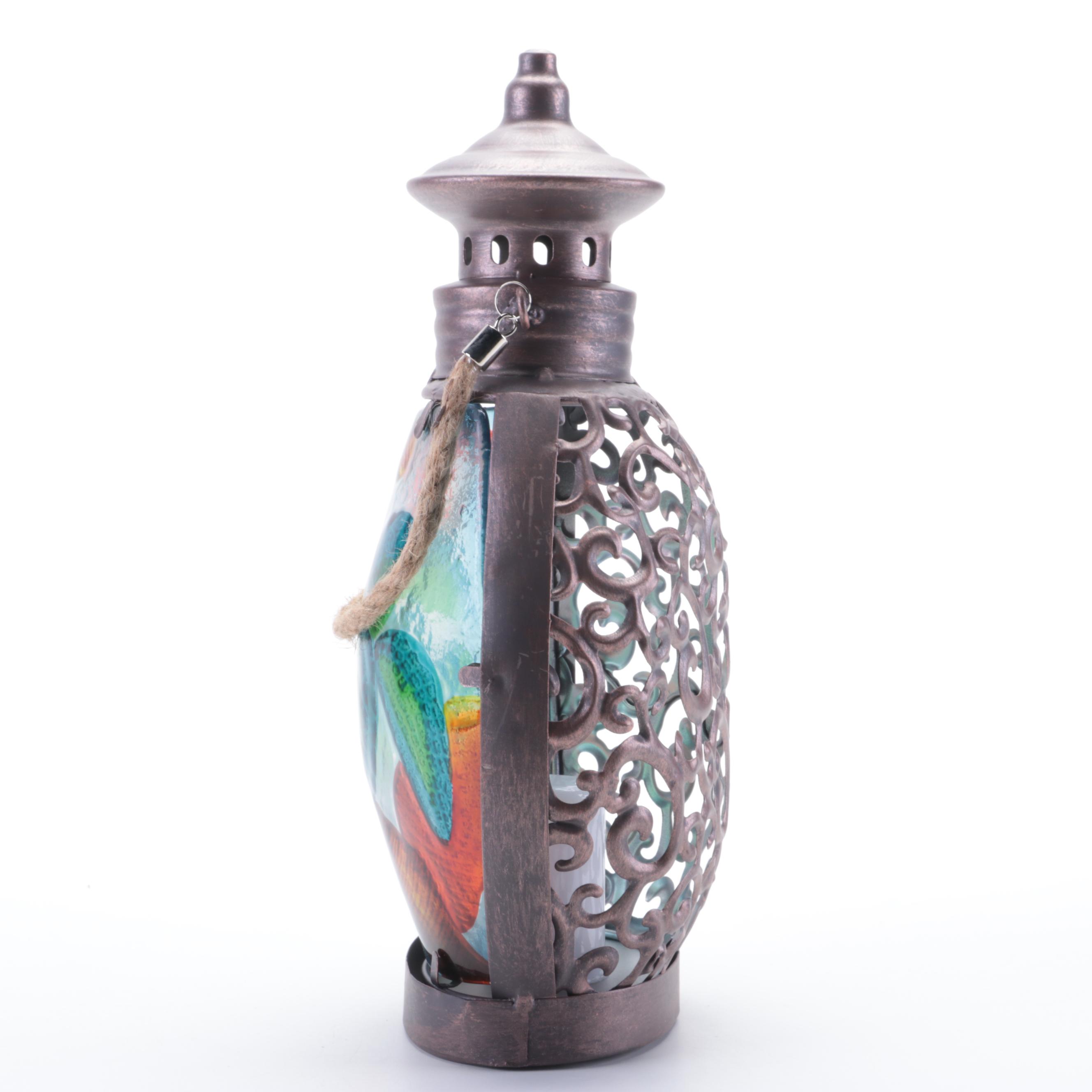 Barbara King Nautical Themed Illuminated Pressed Glass Lanterns