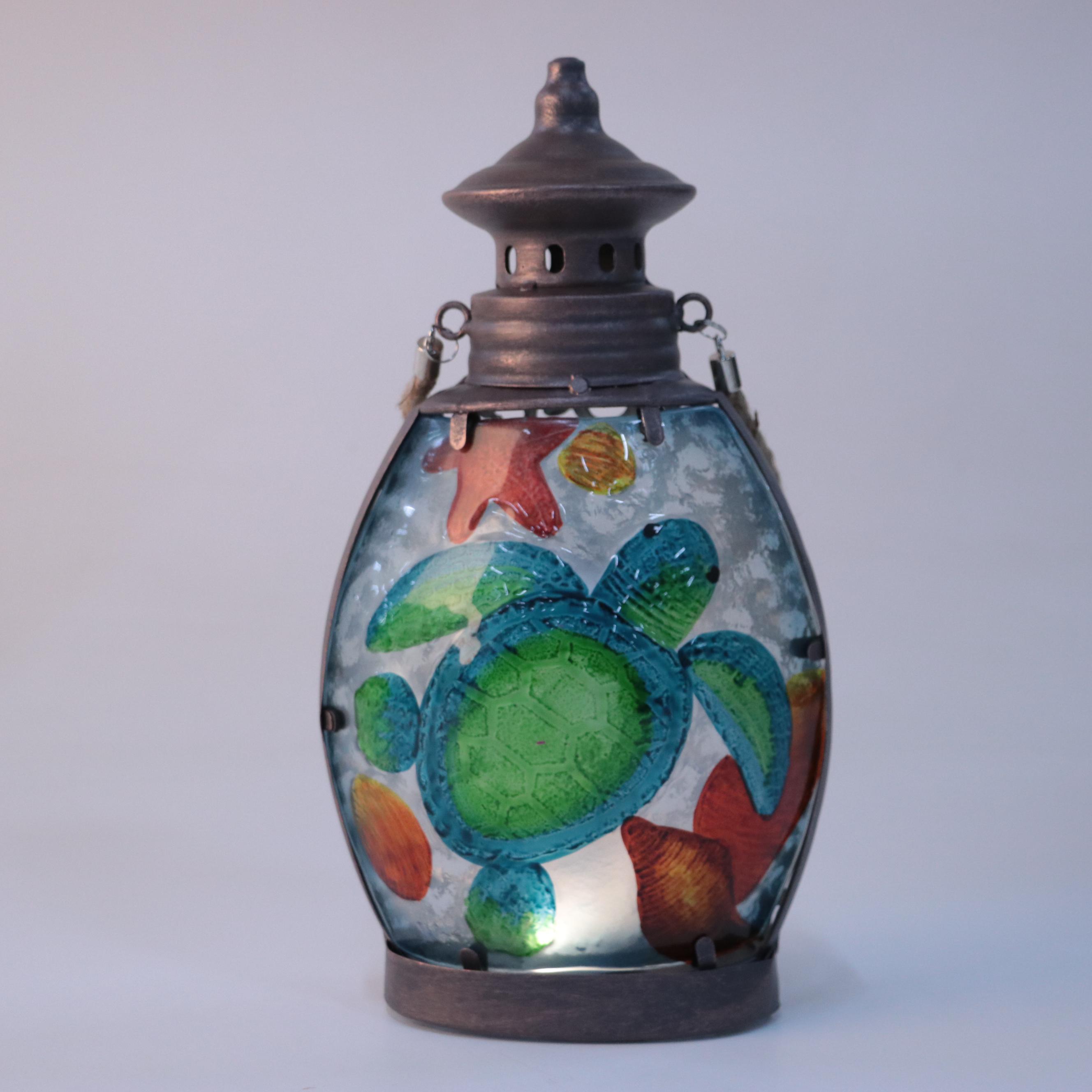 Barbara King Nautical Themed Illuminated Pressed Glass Lanterns