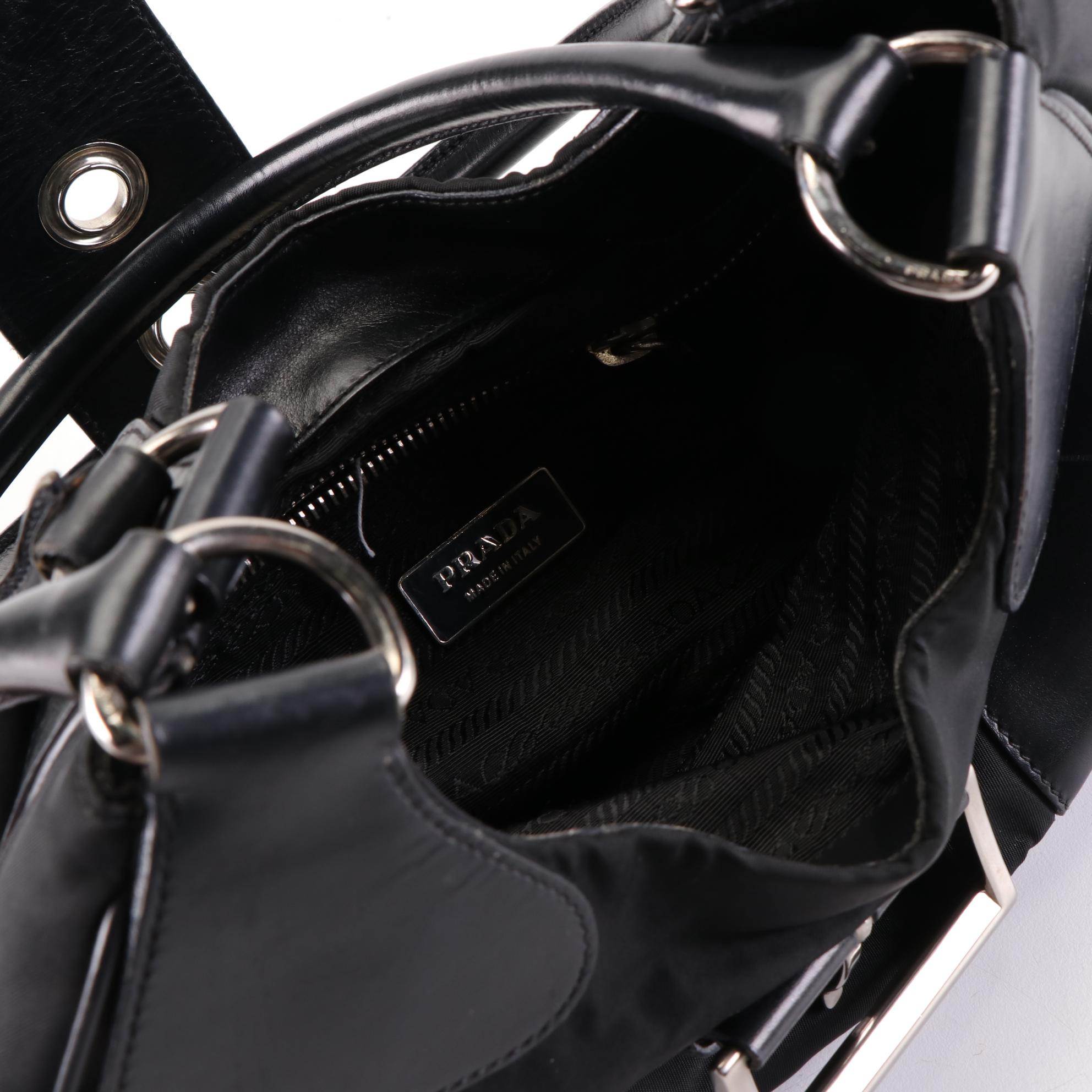 Prada Moon Baguette in Black Tessuto Nylon and Leather