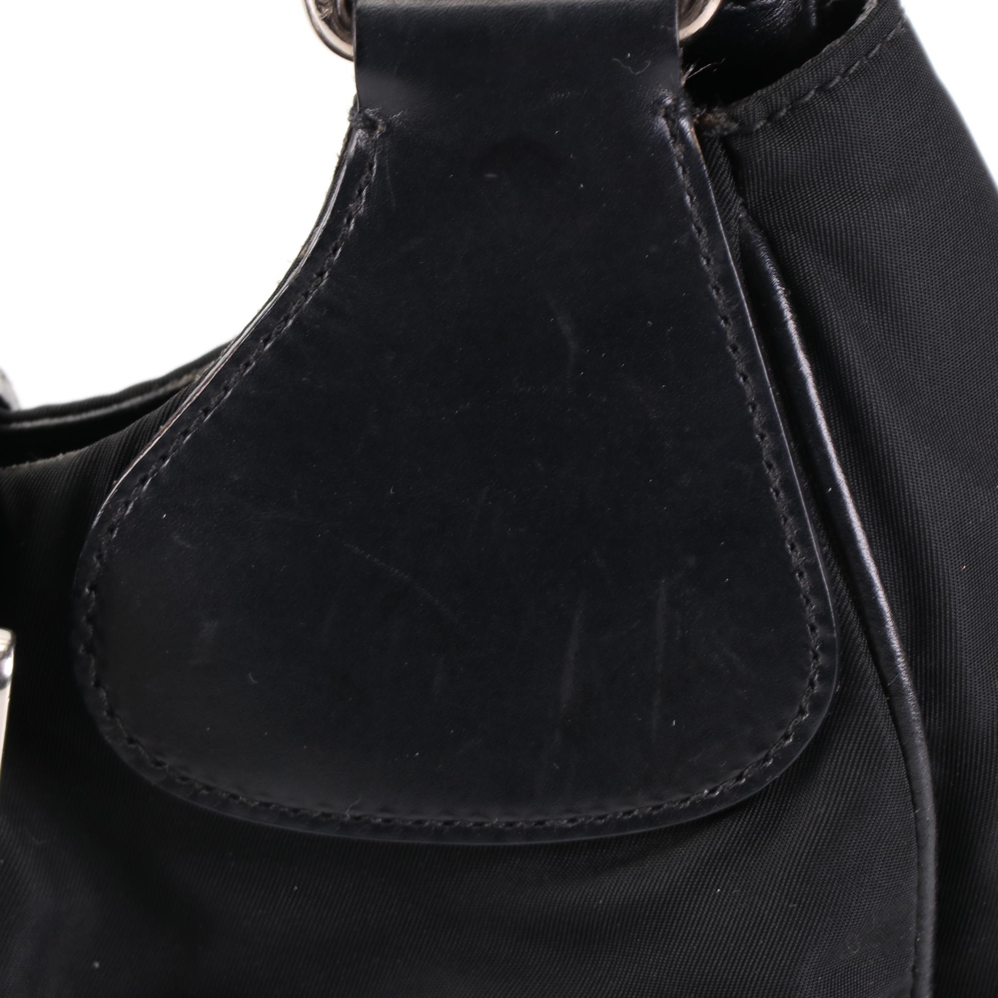 Prada Moon Baguette in Black Tessuto Nylon and Leather