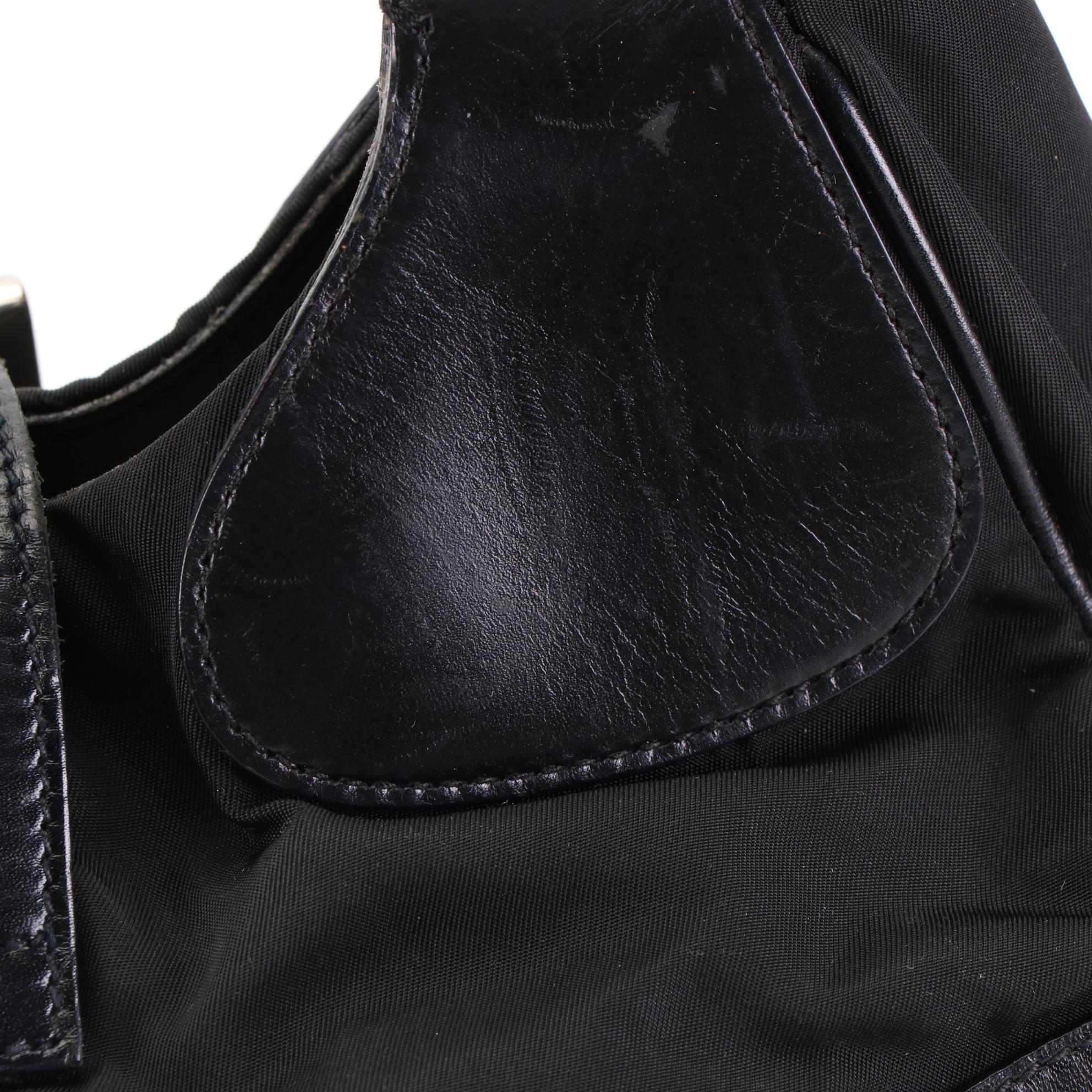 Prada Moon Baguette in Black Tessuto Nylon and Leather