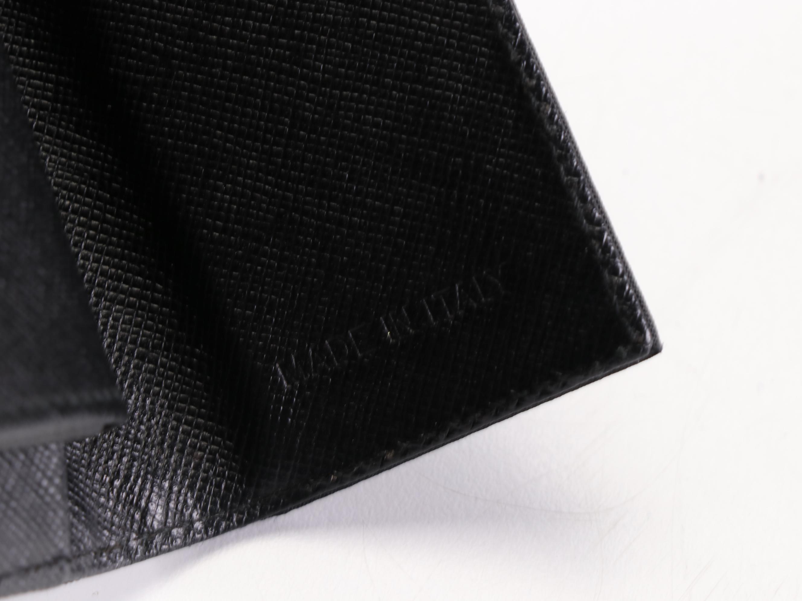 Prada Compact Trifold Wallet in Black Tessuto and Saffiano Leather