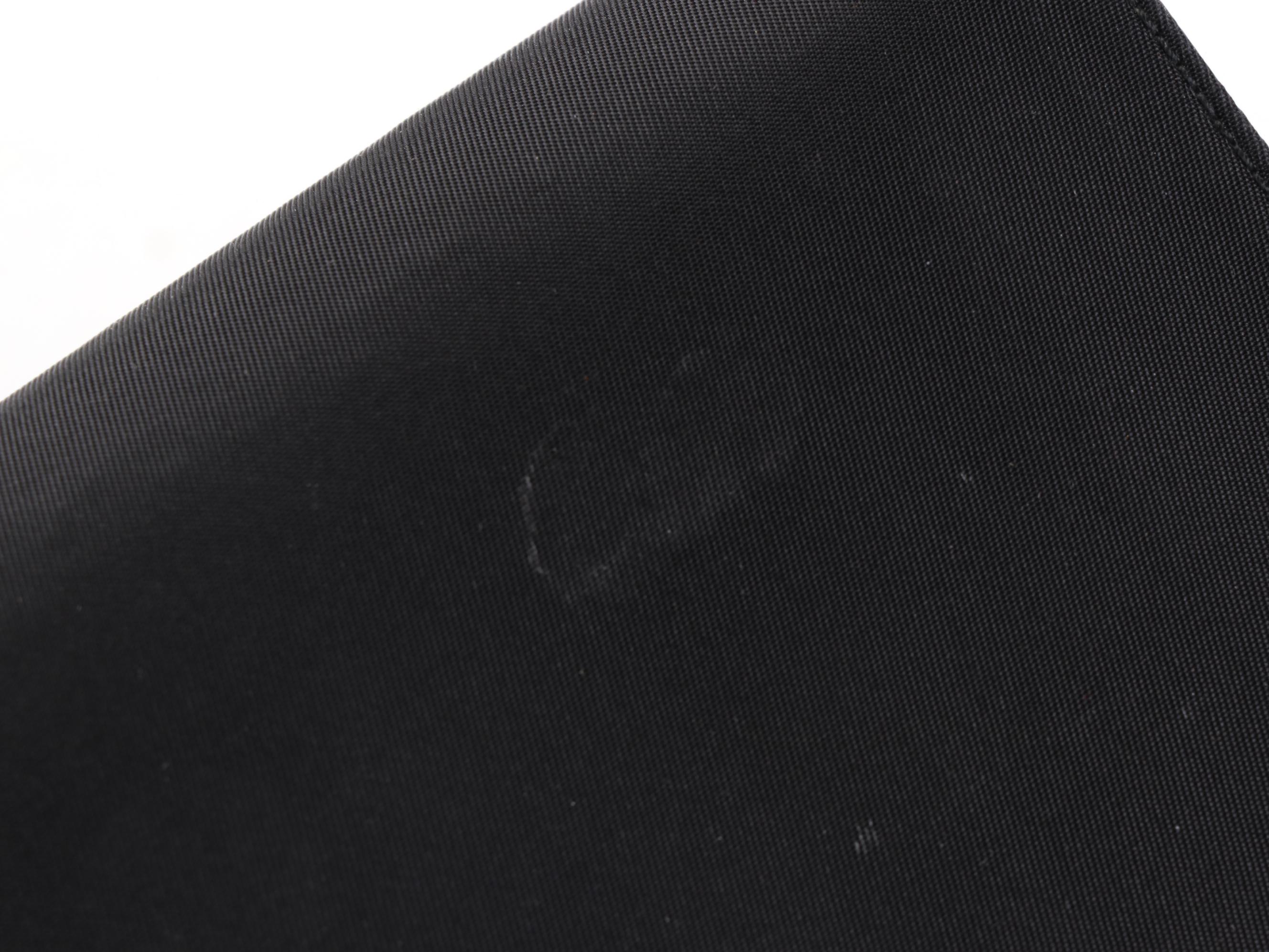 Prada Compact Trifold Wallet in Black Tessuto and Saffiano Leather