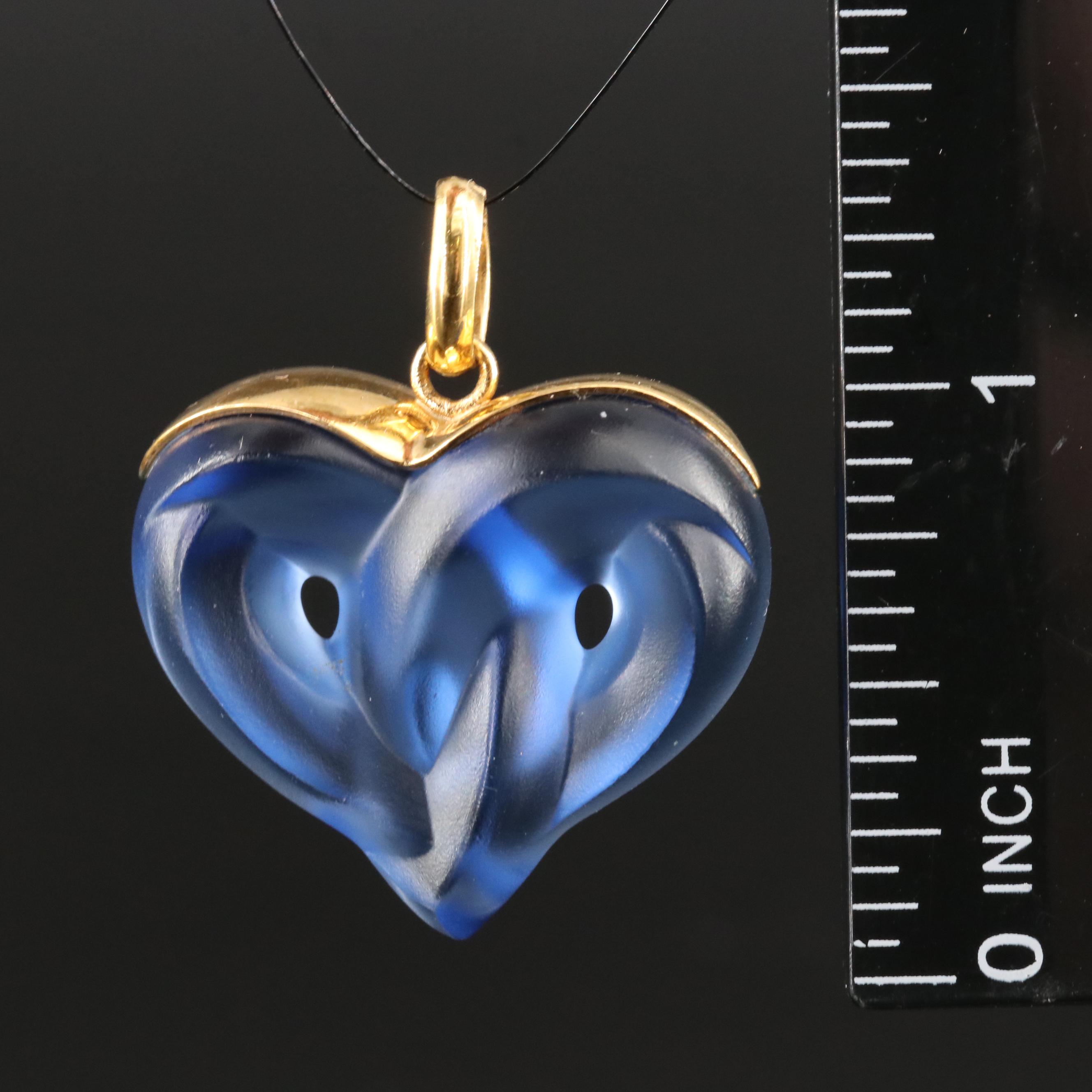 Lalique "Entwined" Glass Crystal Heart Pendant