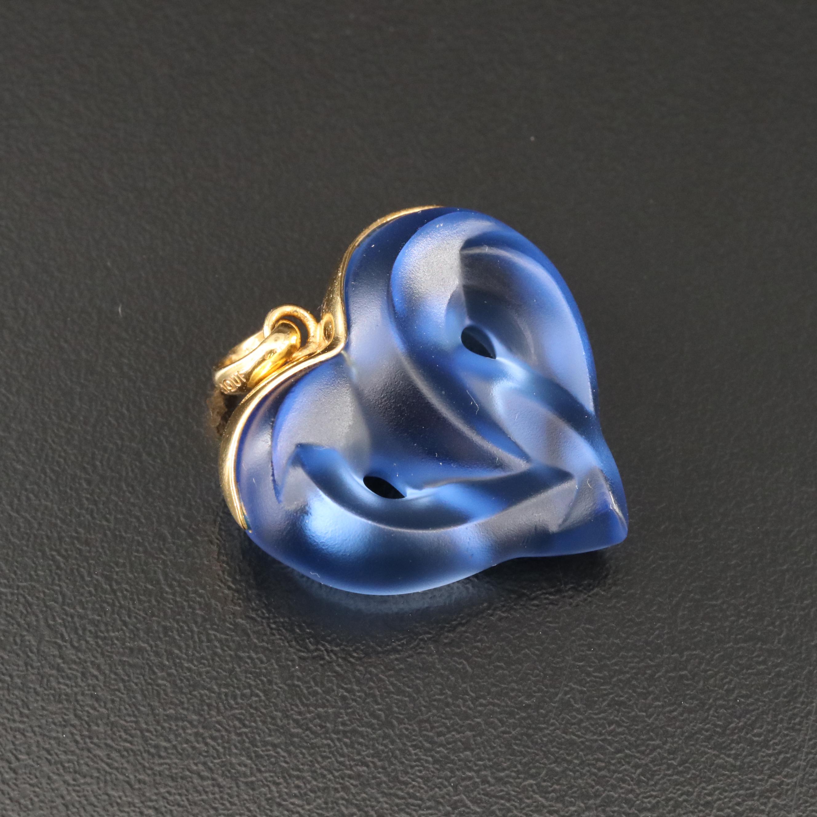 Lalique "Entwined" Glass Crystal Heart Pendant