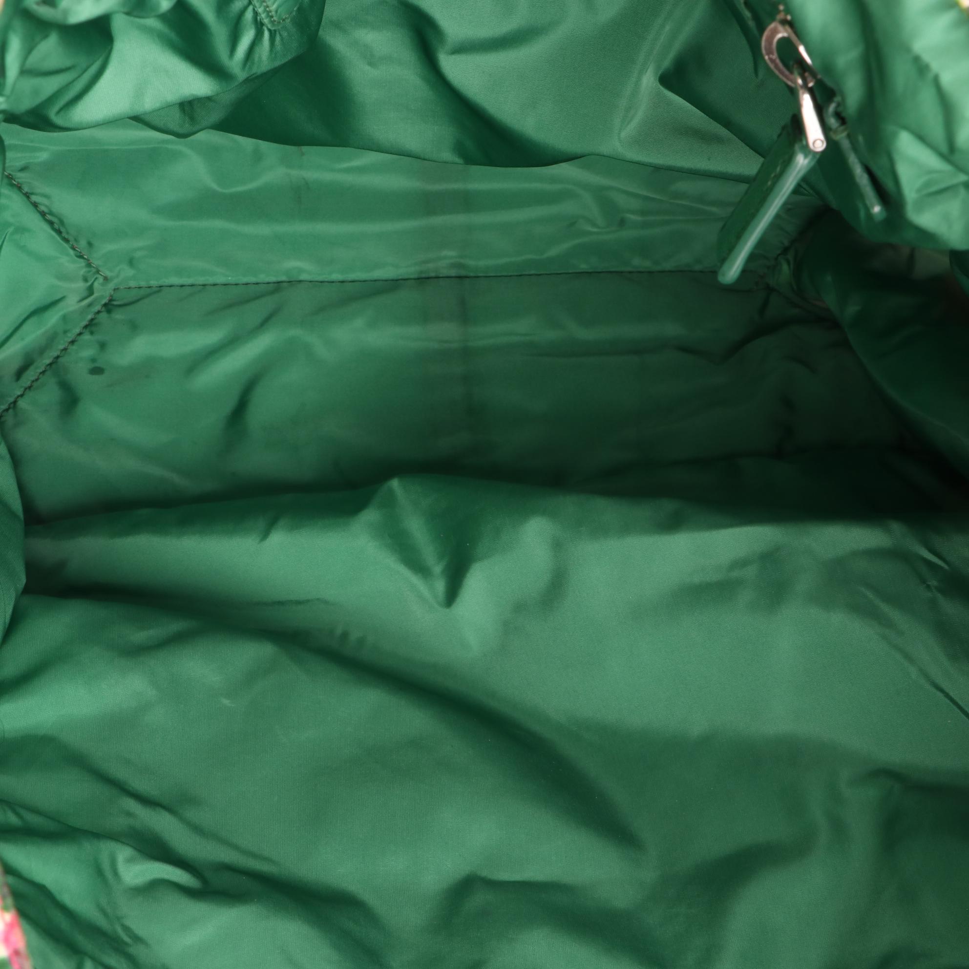 Prada Small Shopper Tote in Floral-Print Nylon Gabardine and Saffiano Leather