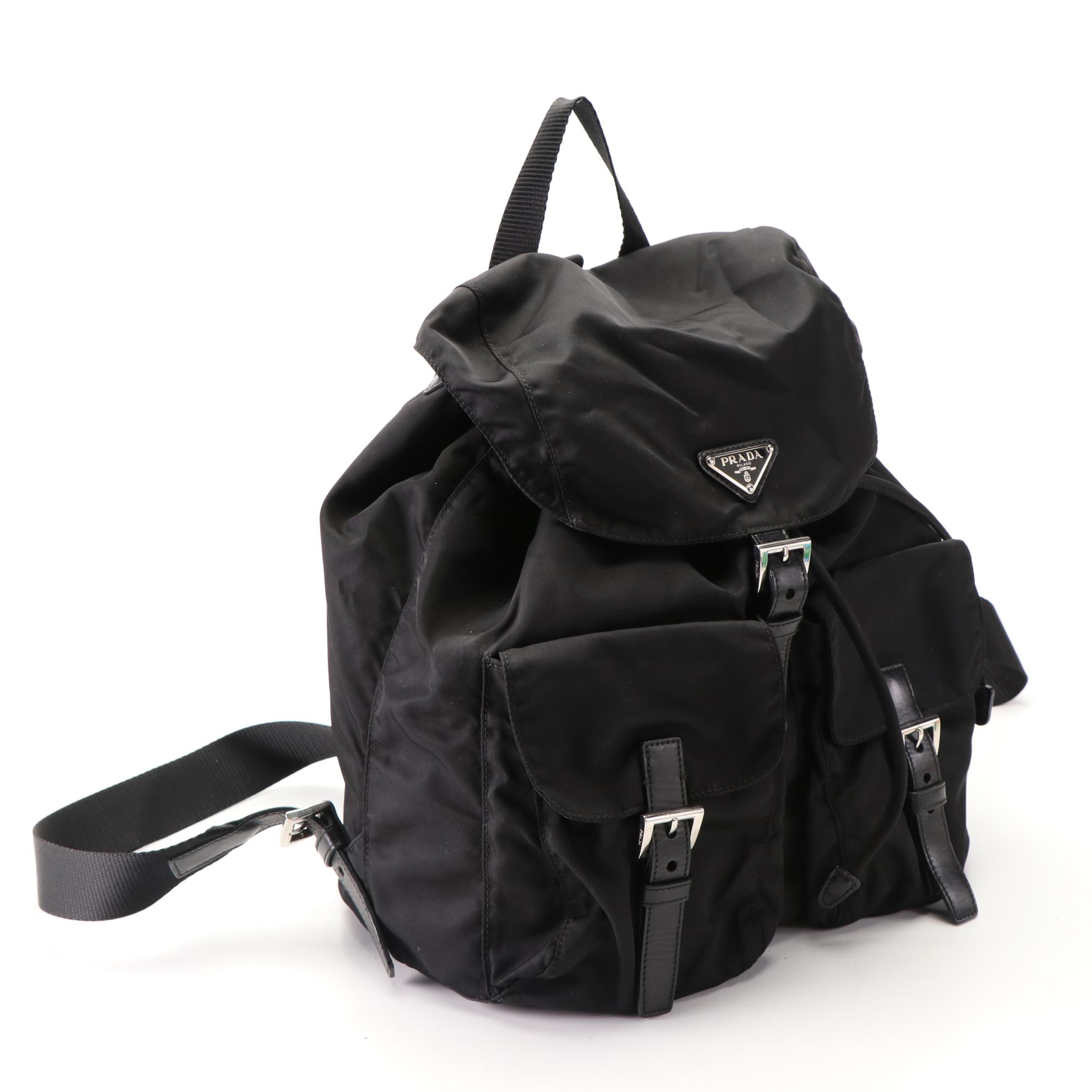 Prada Small Rucksack Backpack in Black Nylon Gabardine and Leather