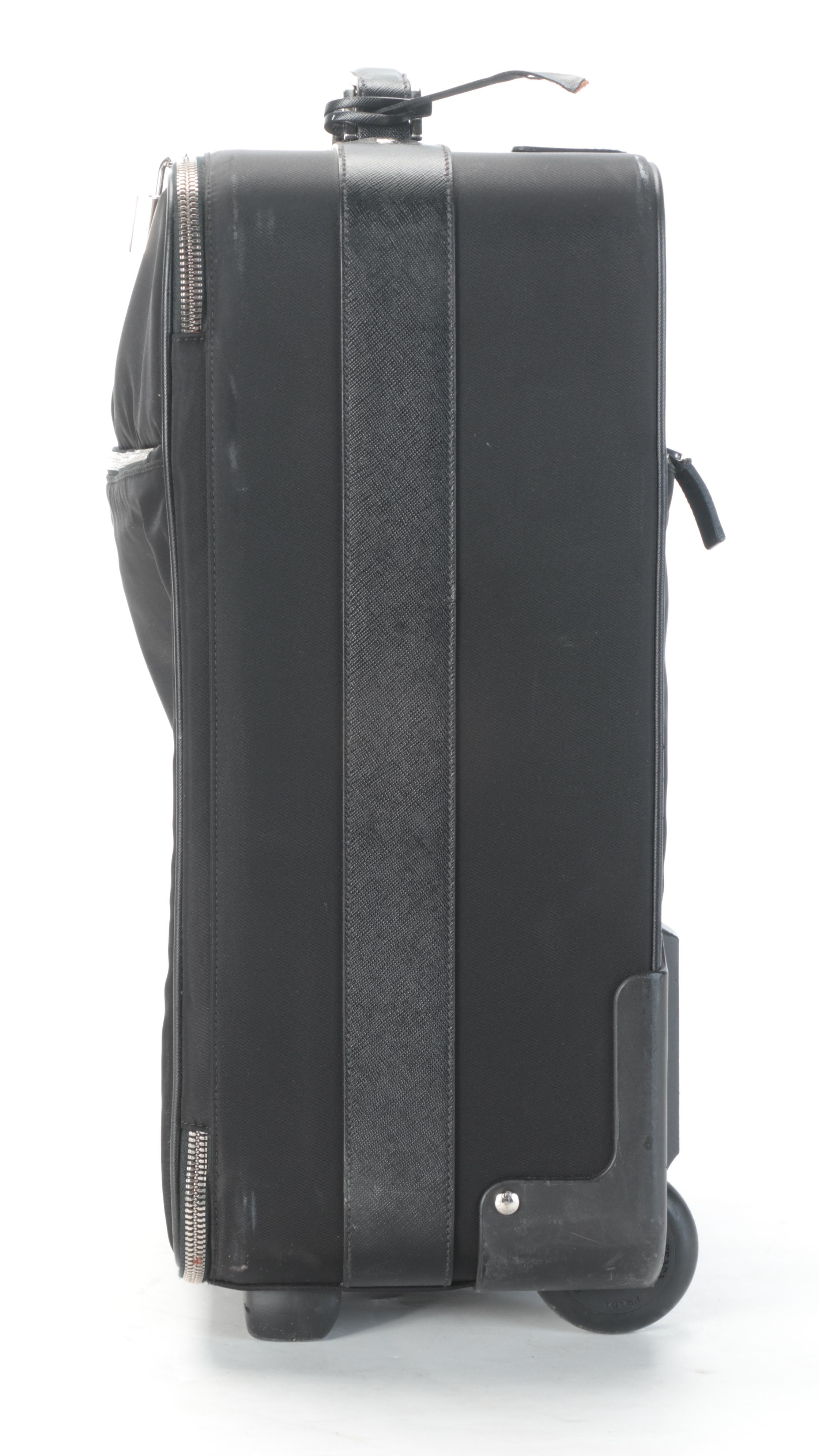 Prada 19" Trolley Suitcase in Black Tessuto Nylon and Saffiano Leather