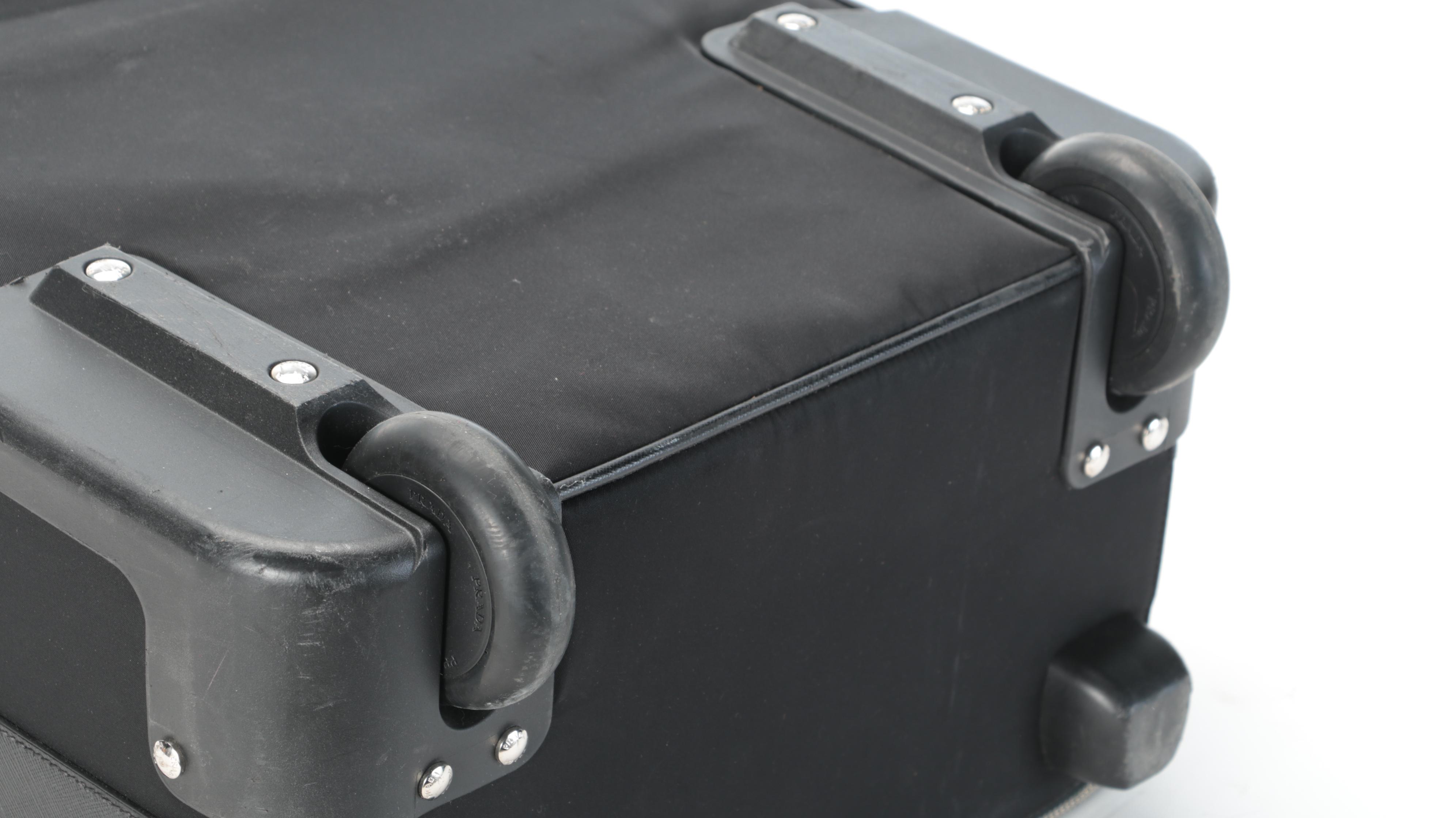 Prada 19" Trolley Suitcase in Black Tessuto Nylon and Saffiano Leather