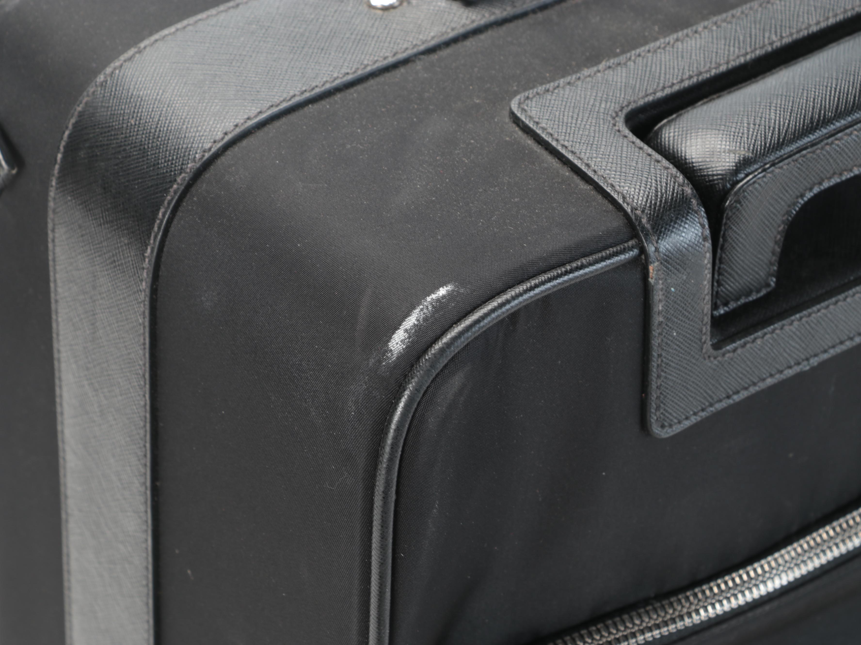 Prada 19" Trolley Suitcase in Black Tessuto Nylon and Saffiano Leather