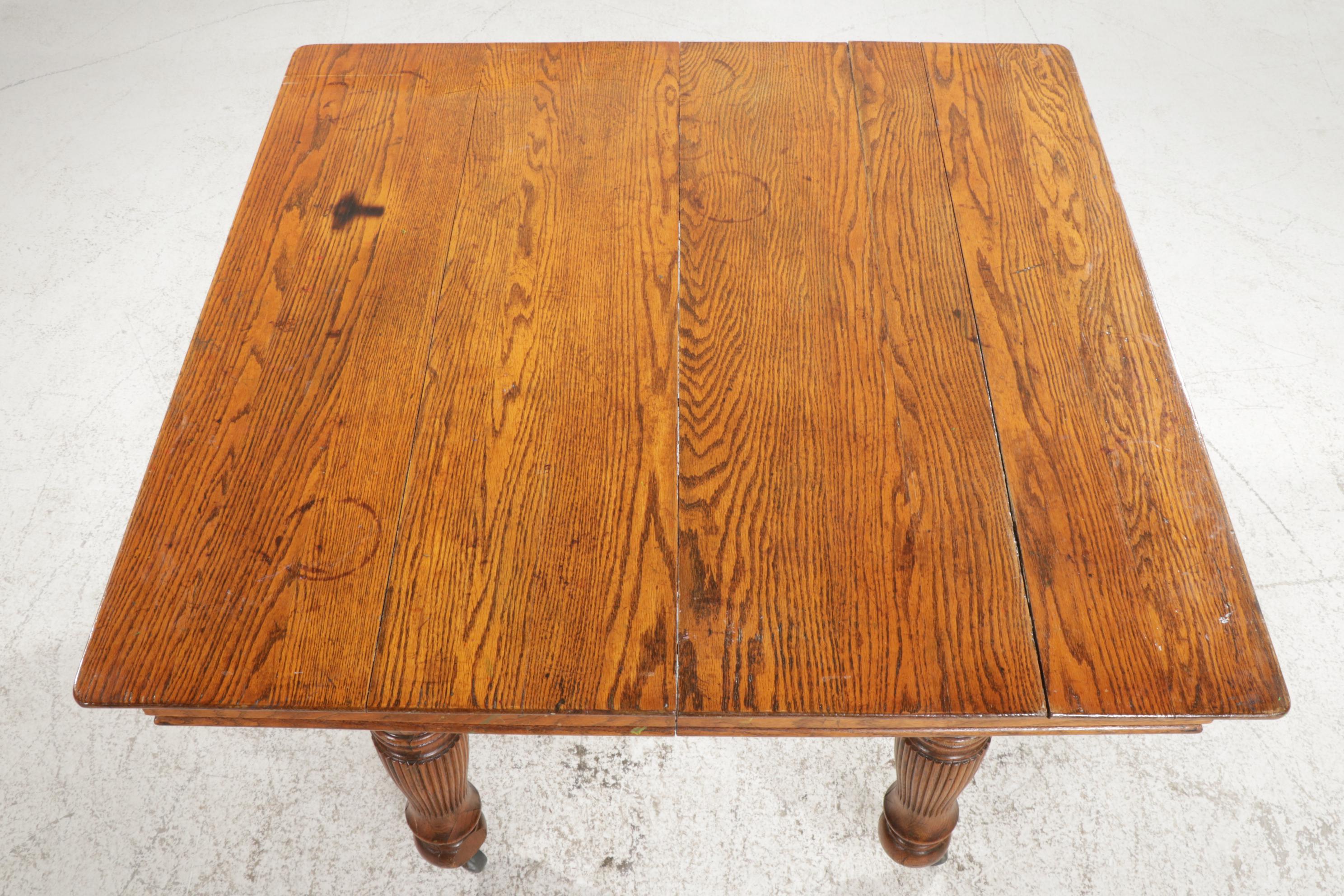 Late Victorian Square Oak Table, Early 20th Century