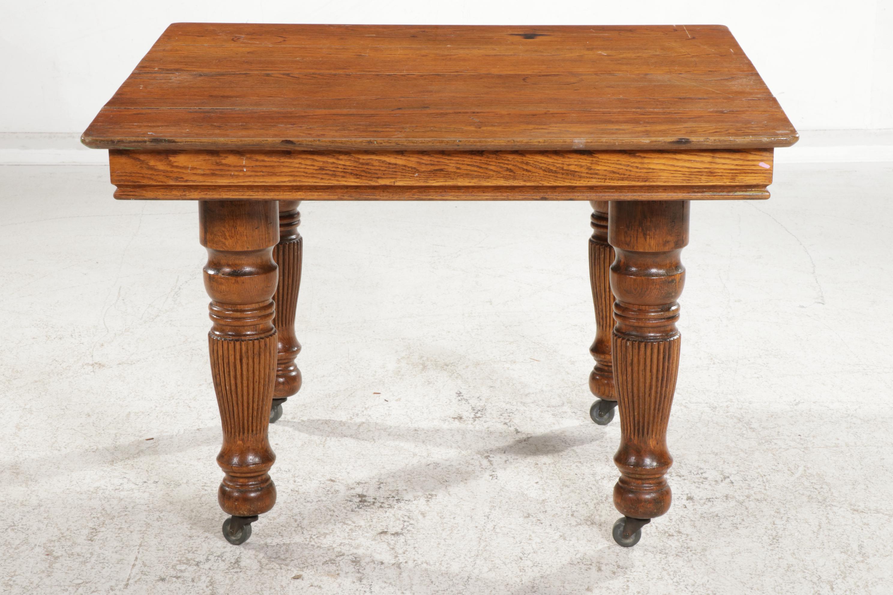Late Victorian Square Oak Table, Early 20th Century