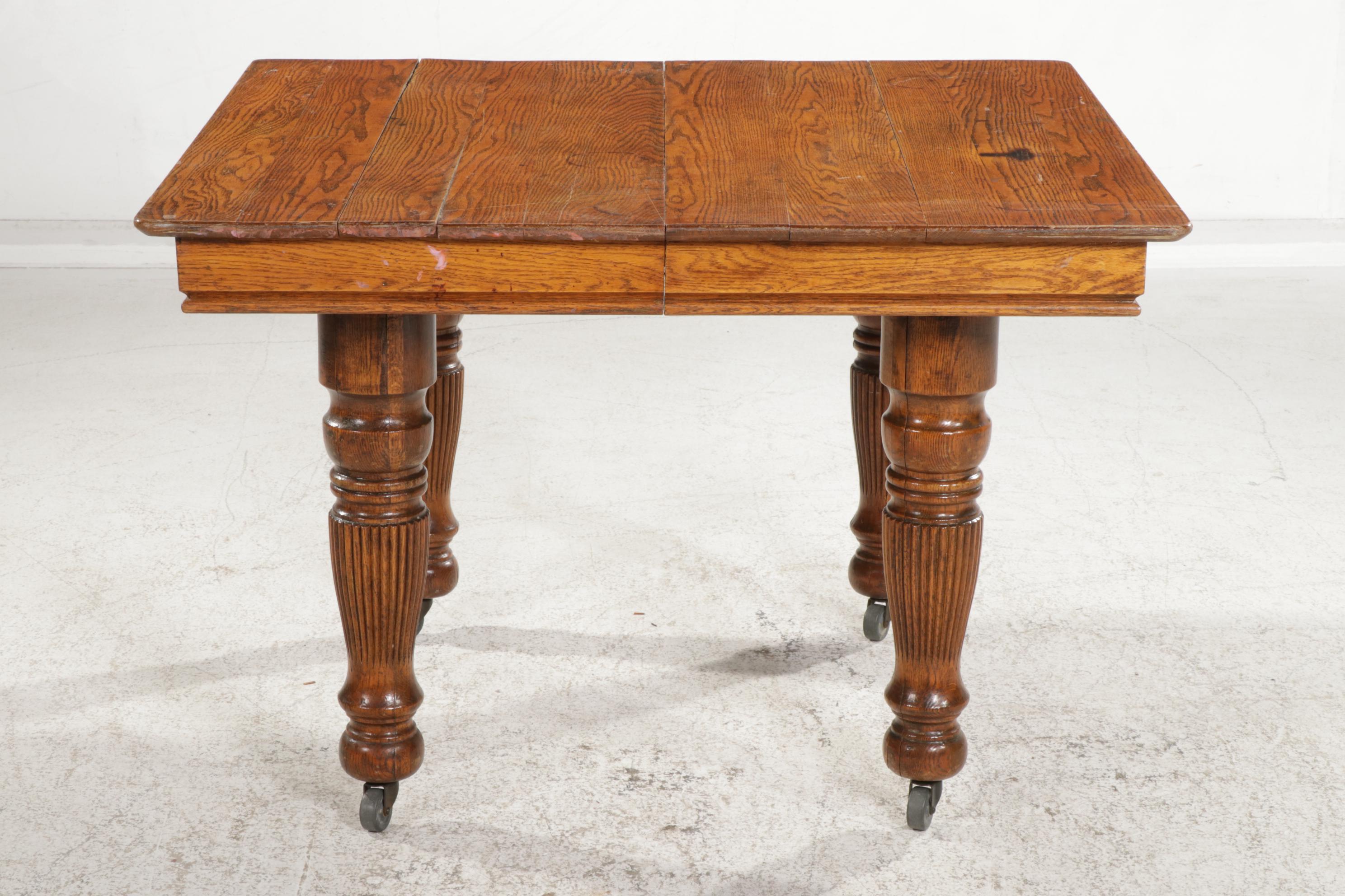 Late Victorian Square Oak Table, Early 20th Century