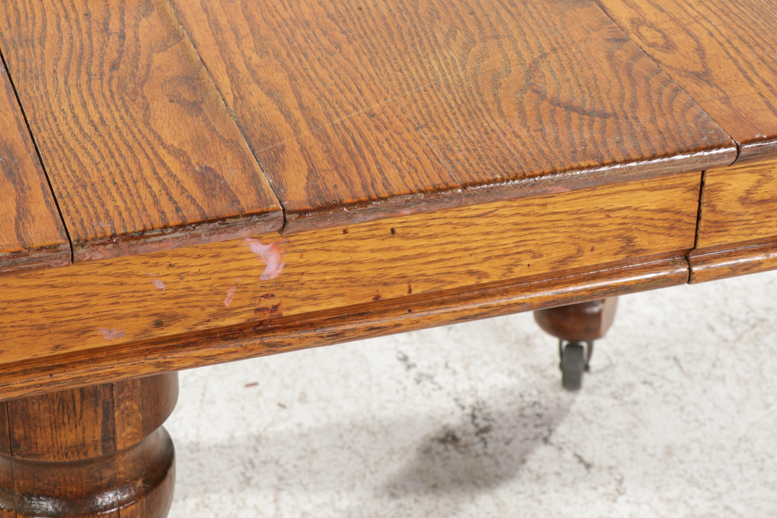 Late Victorian Square Oak Table, Early 20th Century