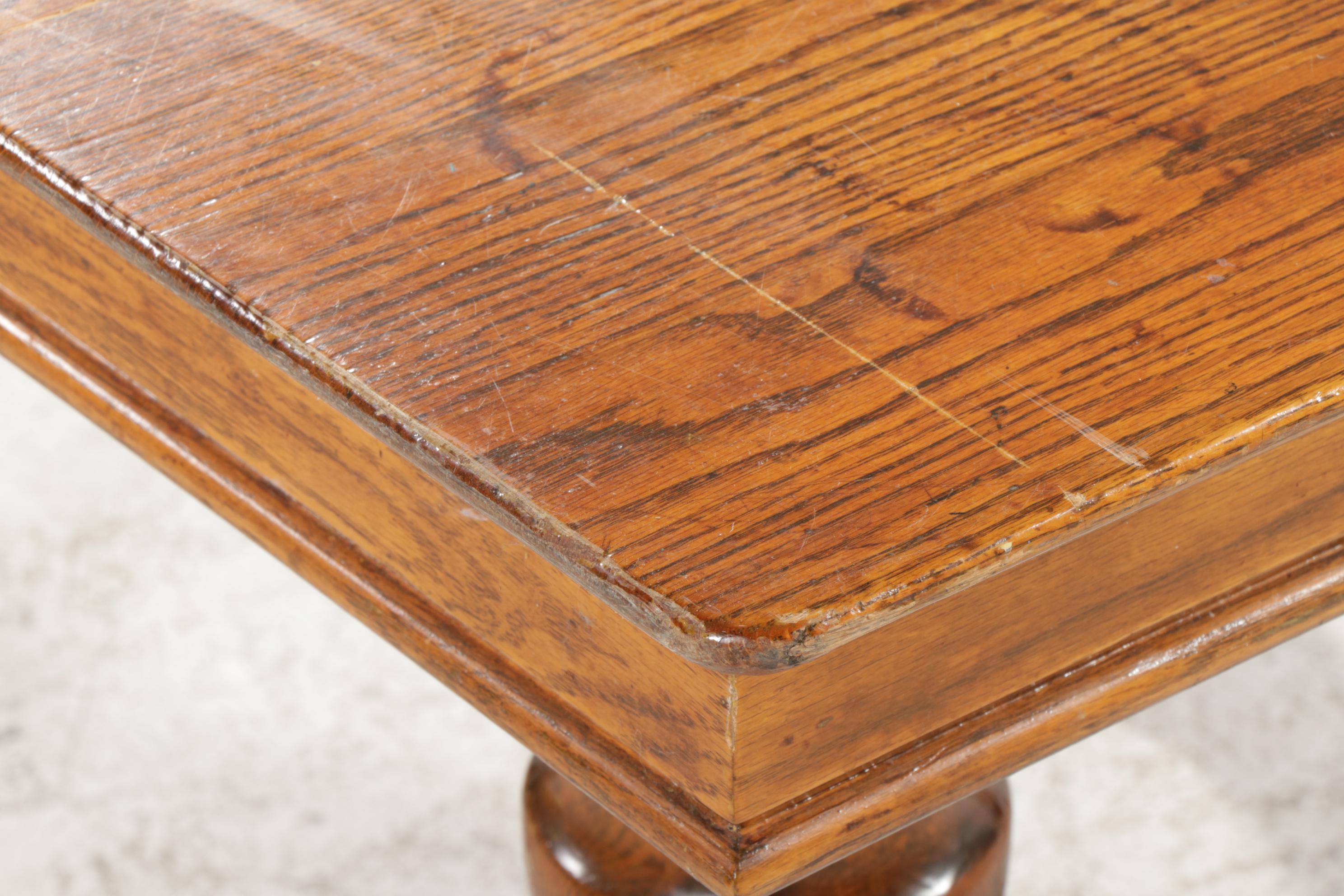 Late Victorian Square Oak Table, Early 20th Century