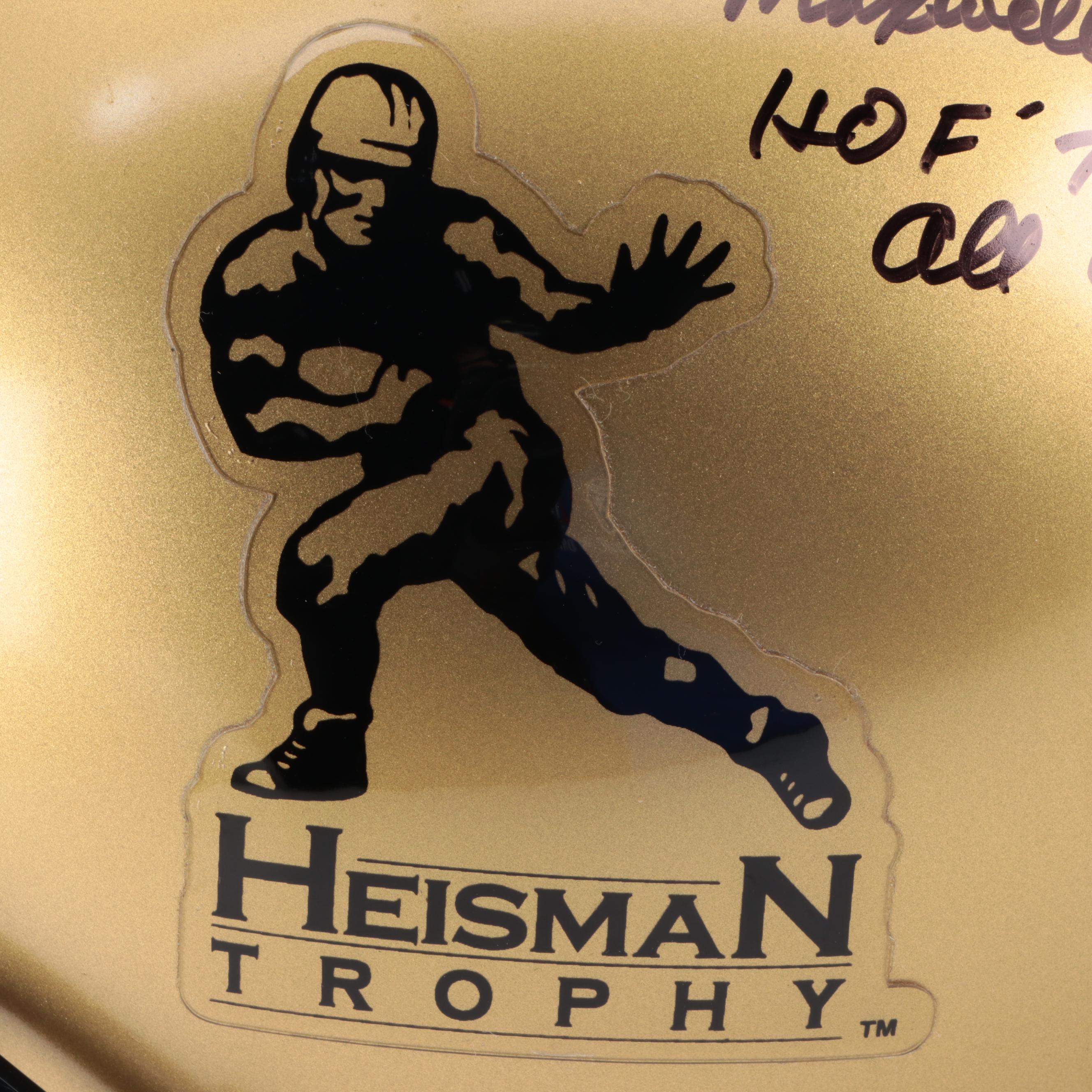 Johnny Lattner Signed Heisman Trophy Full Size Replica Riddell Football Helmet