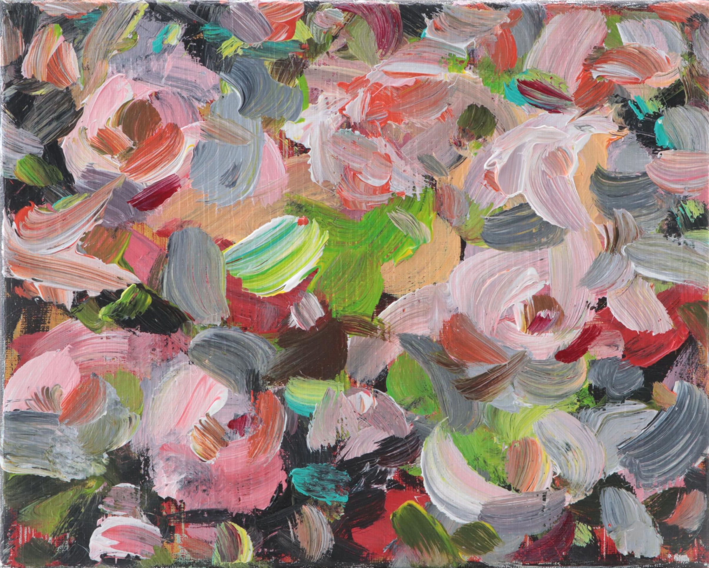 Leif Janek Abstract Floral Acrylic Painting, 21st Century