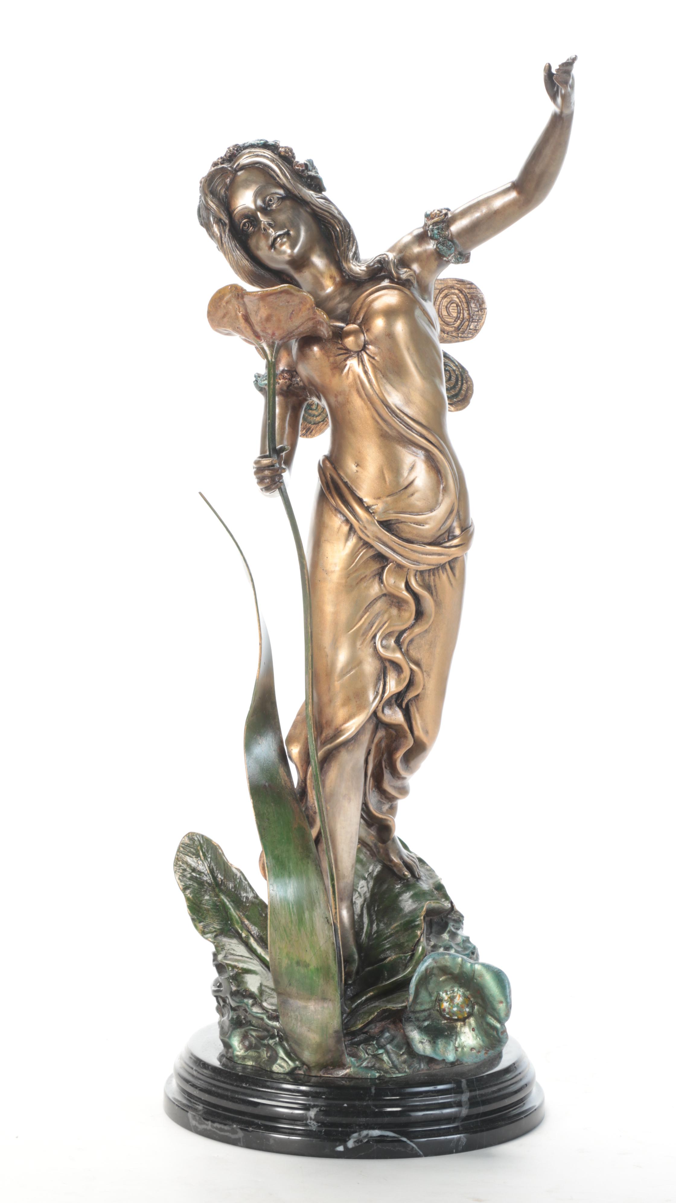 Art Nouveau Style Bronze Sculpture of Fairy