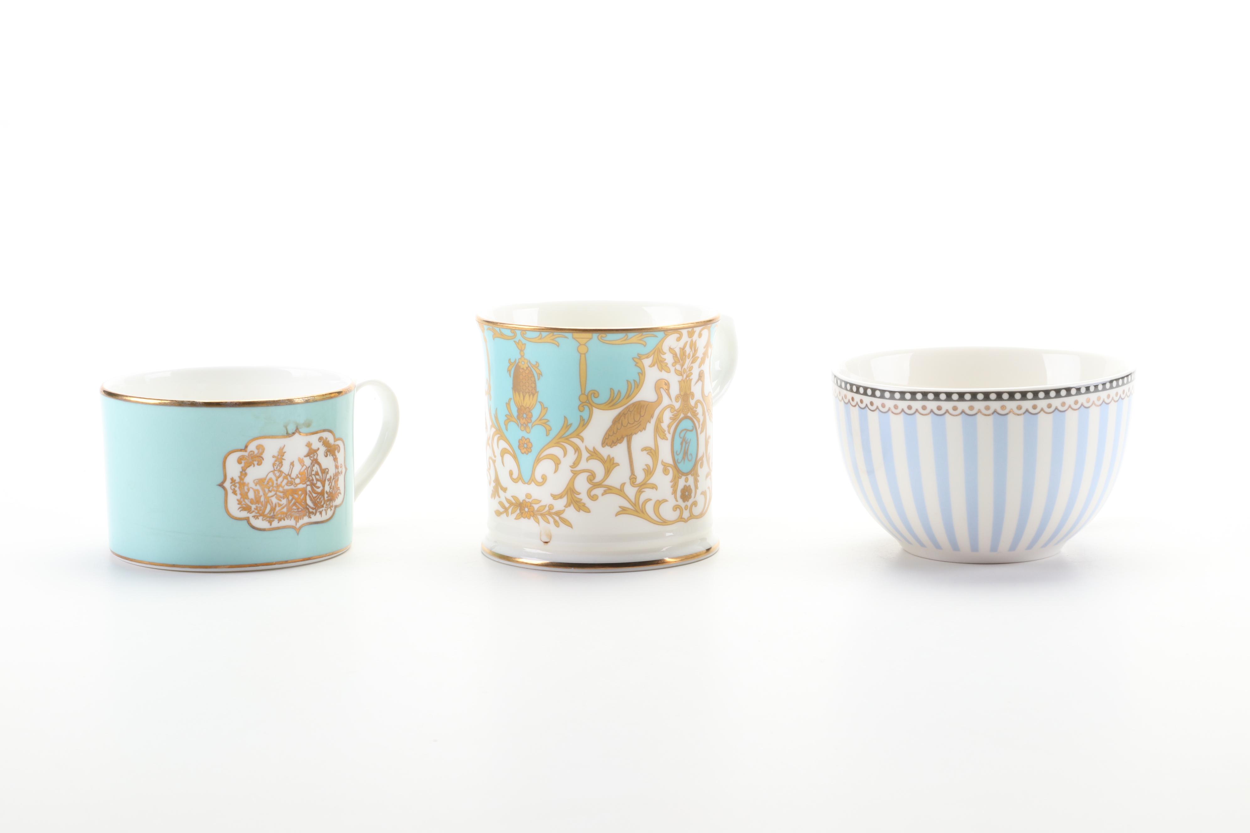 Legle Limoges, Richard Ginori and Other Cups and Saucers with Mug