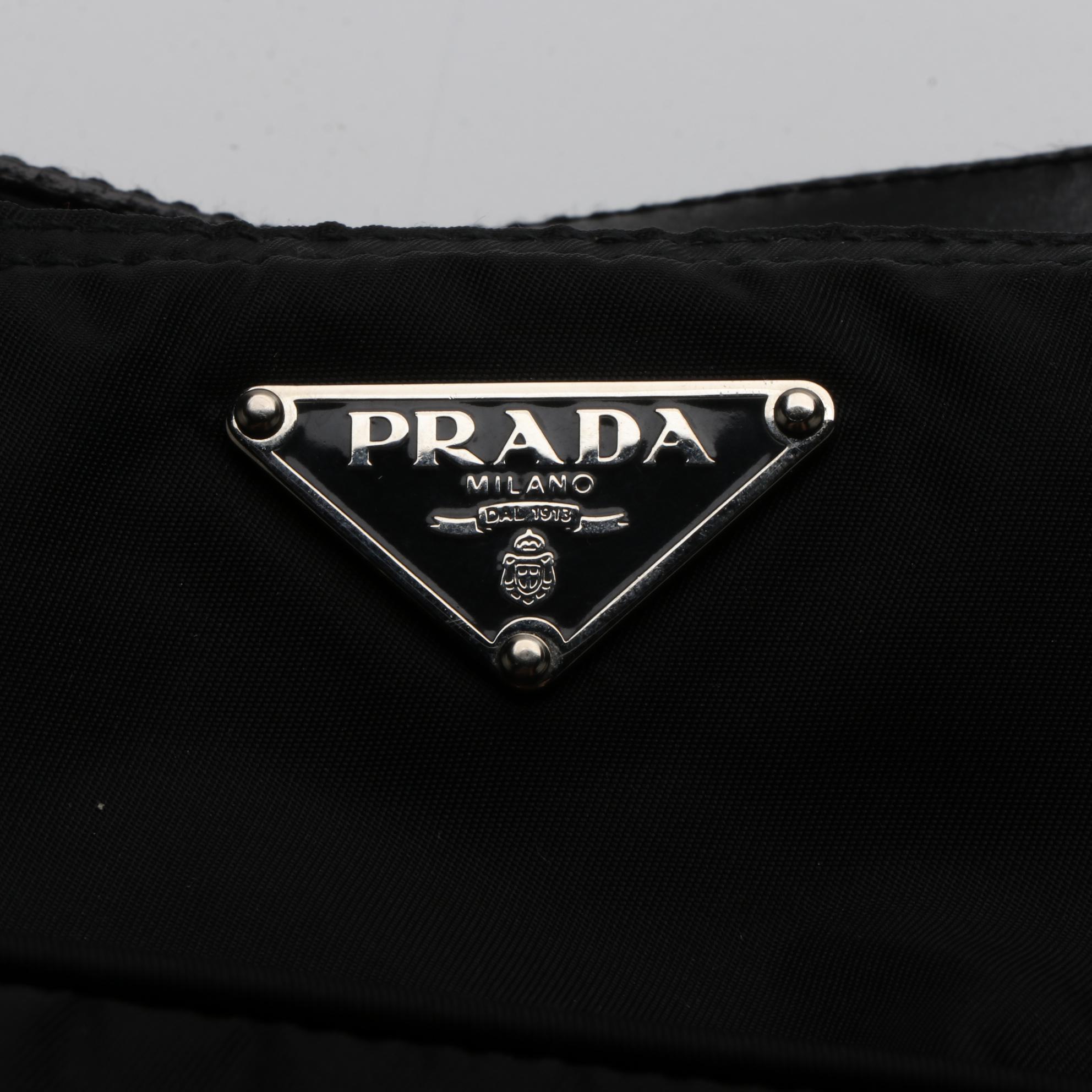 Prada Medium Zip Tote in Black Nylon Gabardine and Leather