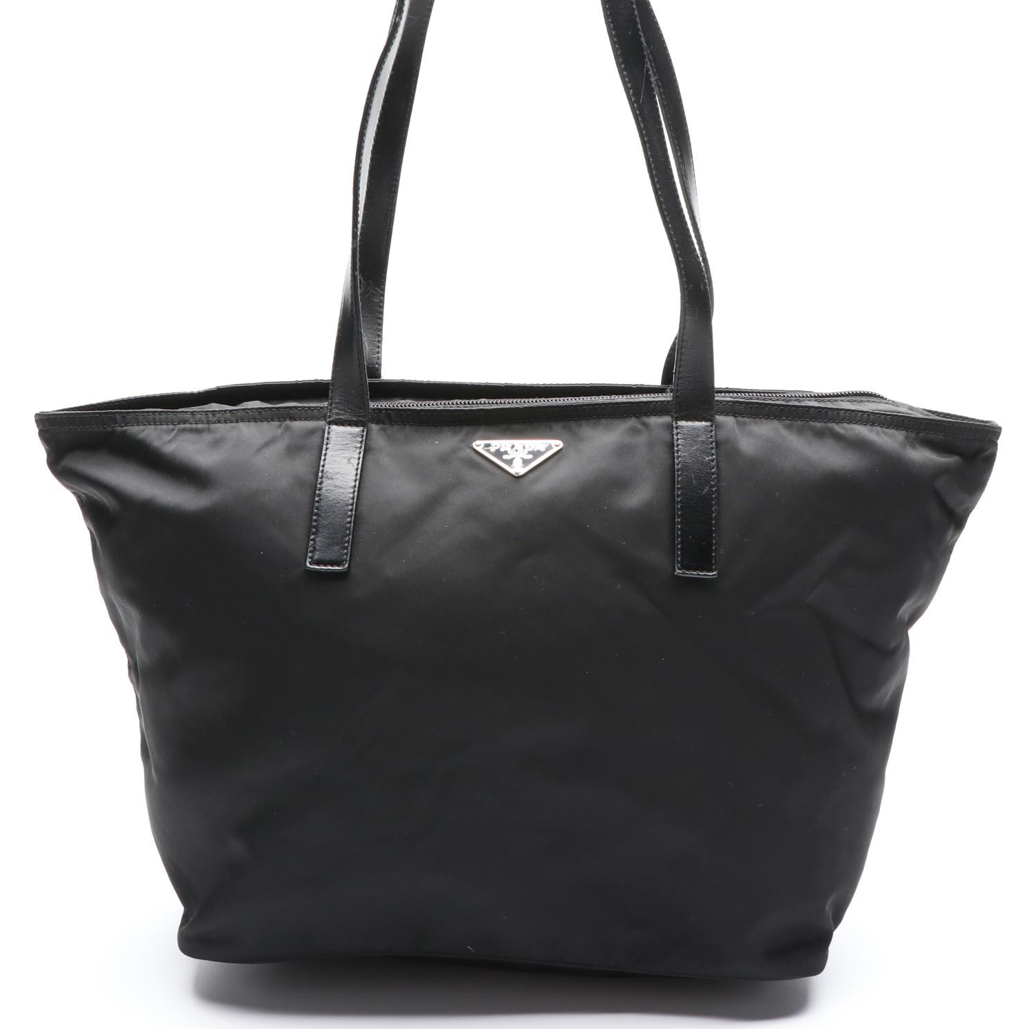 Prada Medium Zip Tote in Black Nylon Gabardine and Leather