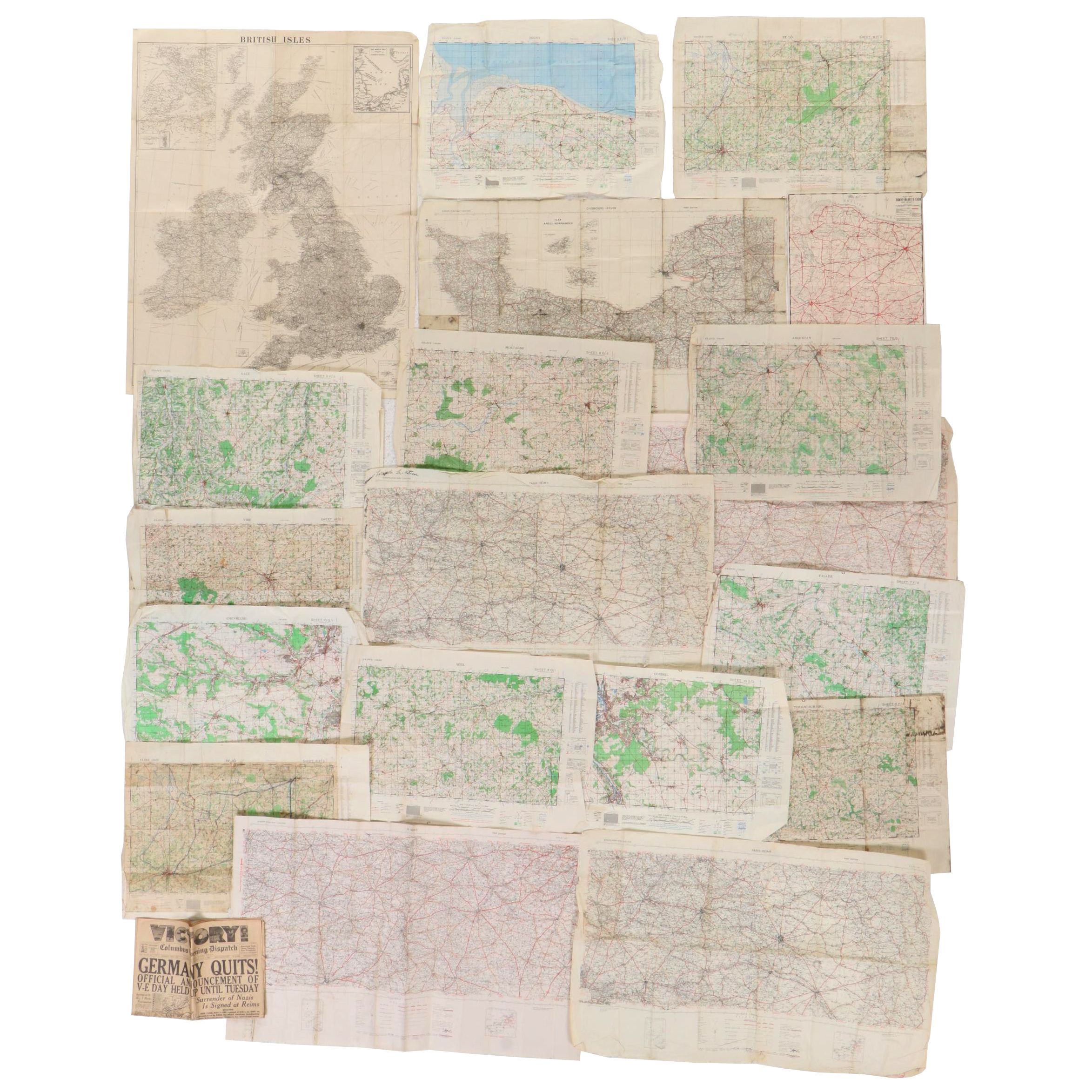 US War Office and Other World War 2 Era Maps of France, circa 1944