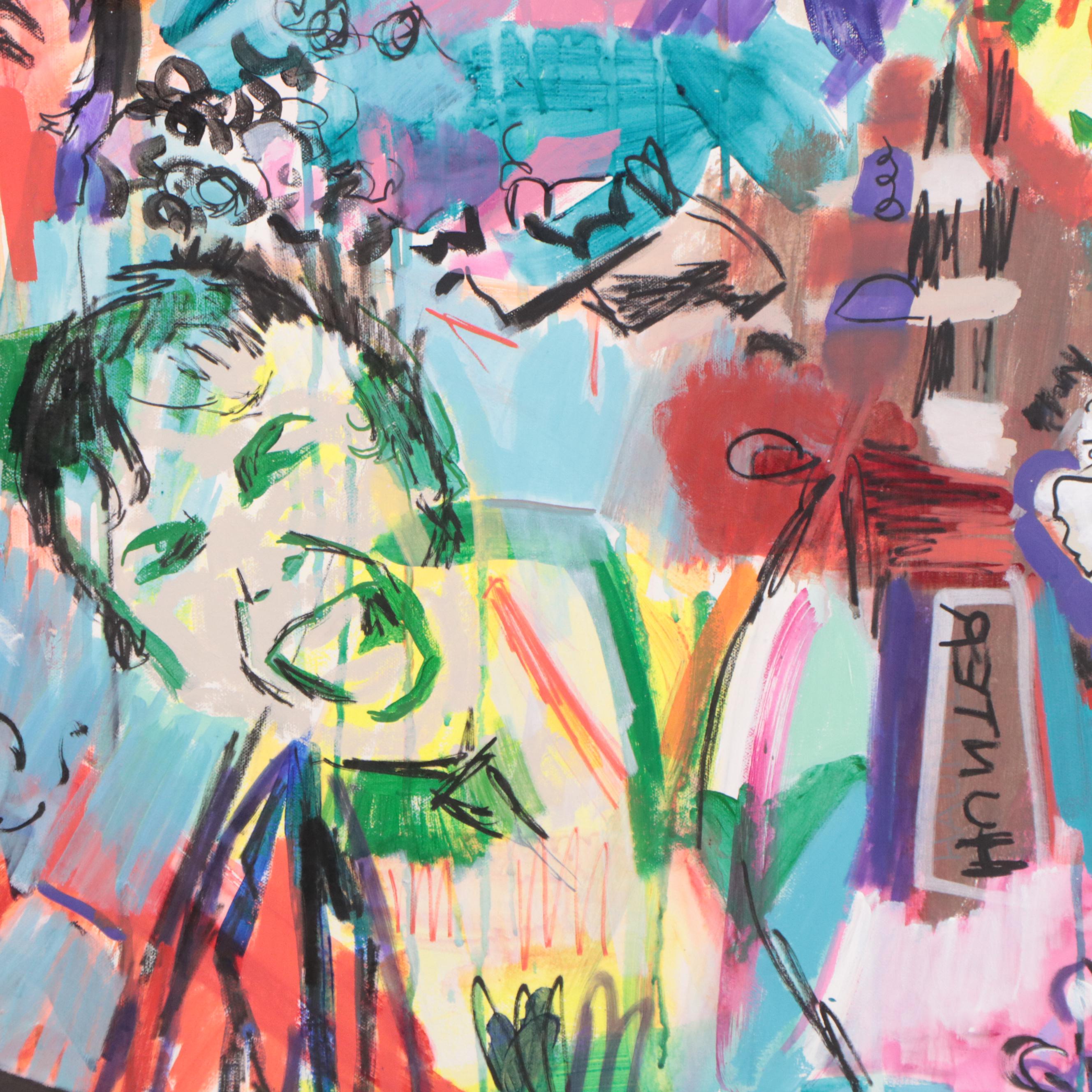 Rhee Lightner Mixed Media Painting "Hunter Hunted," 2017