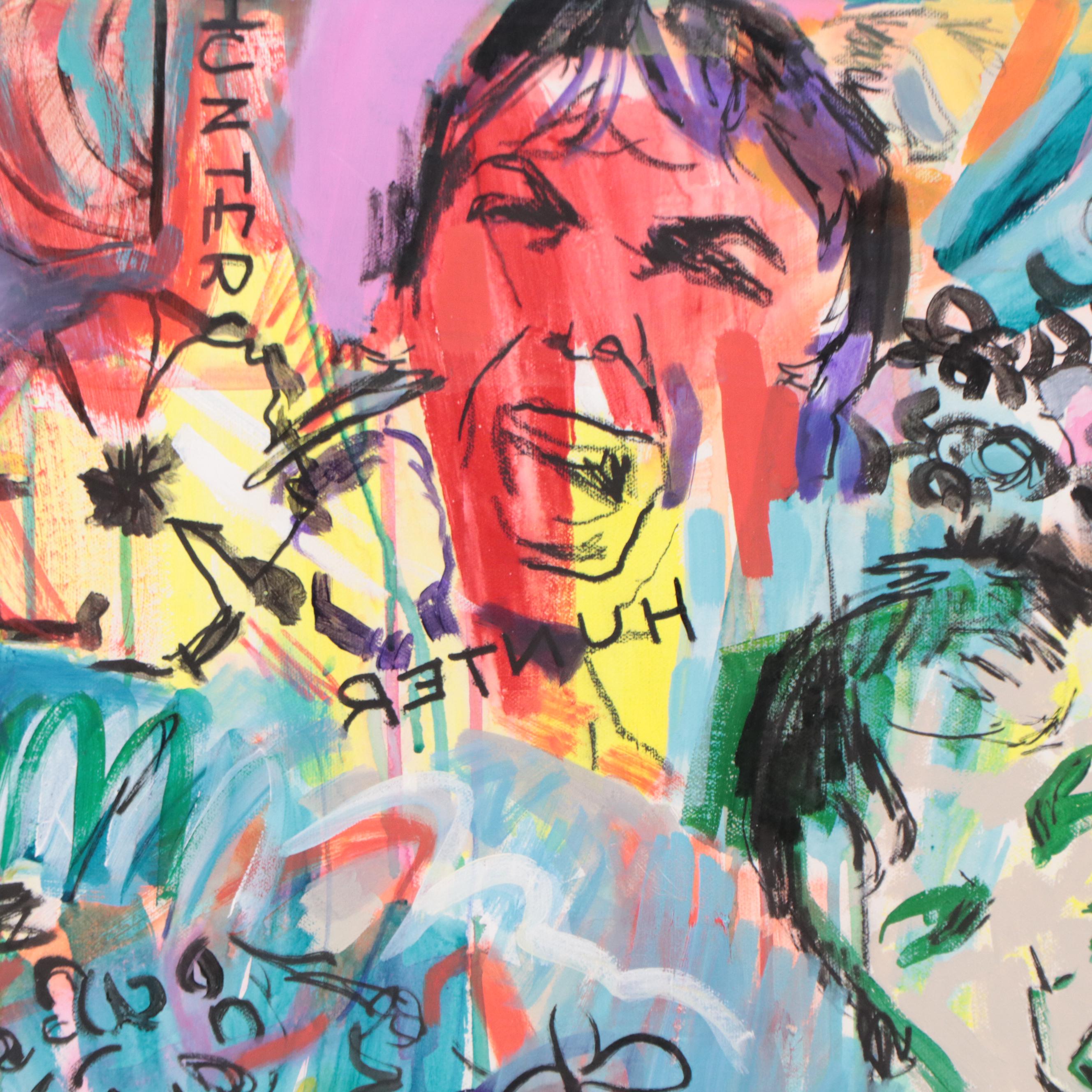 Rhee Lightner Mixed Media Painting "Hunter Hunted," 2017