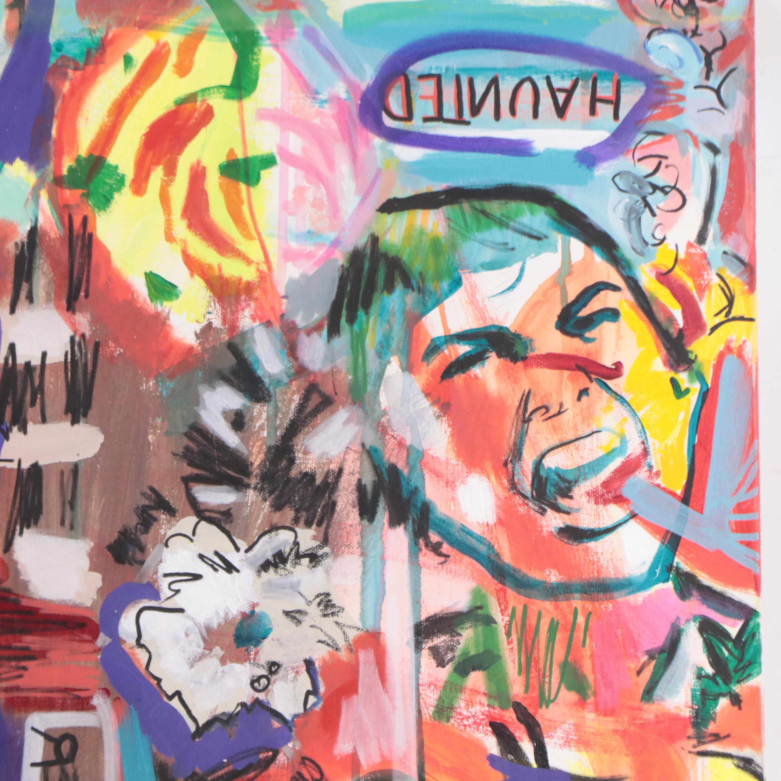 Rhee Lightner Mixed Media Painting "Hunter Hunted," 2017