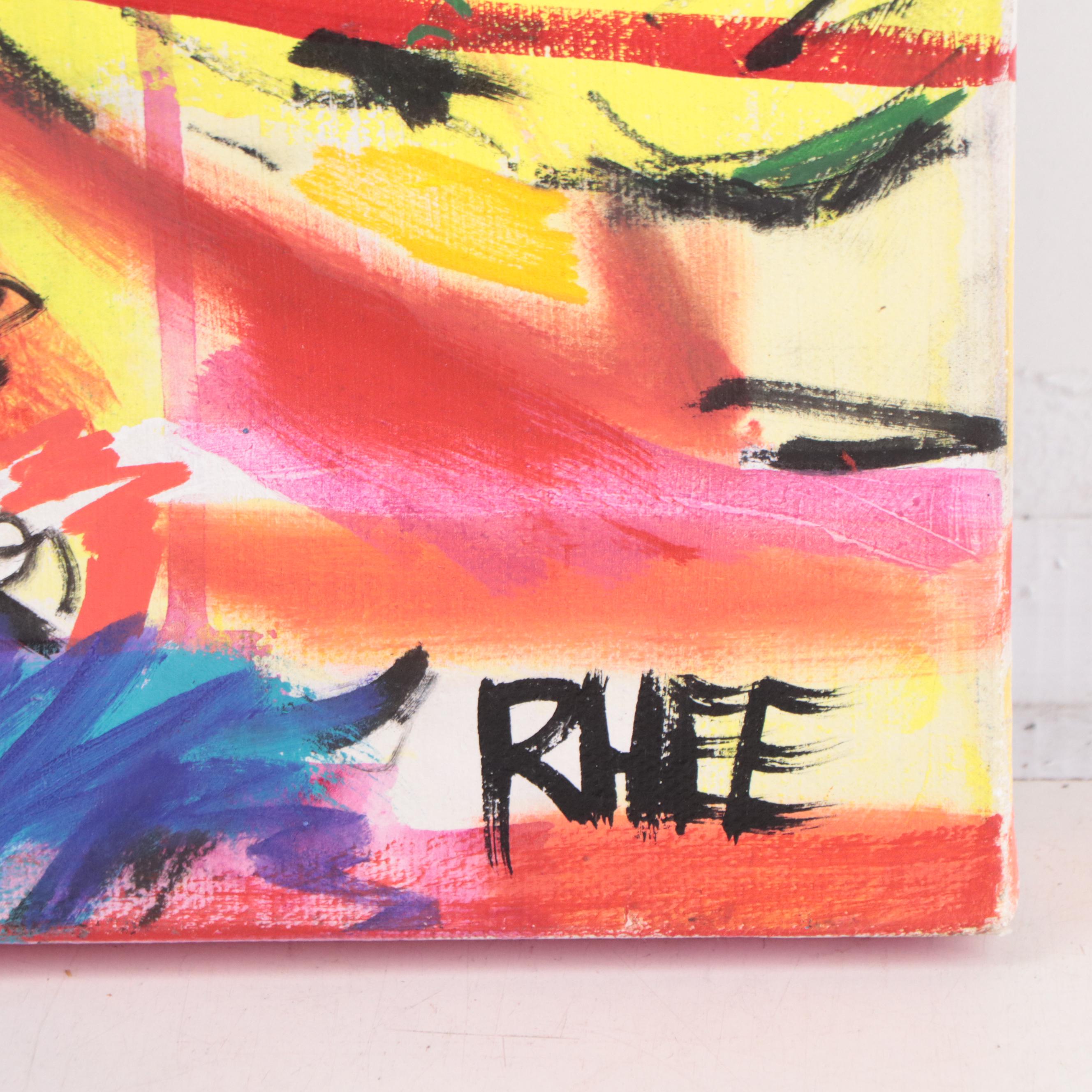 Rhee Lightner Mixed Media Painting "Hunter Hunted," 2017