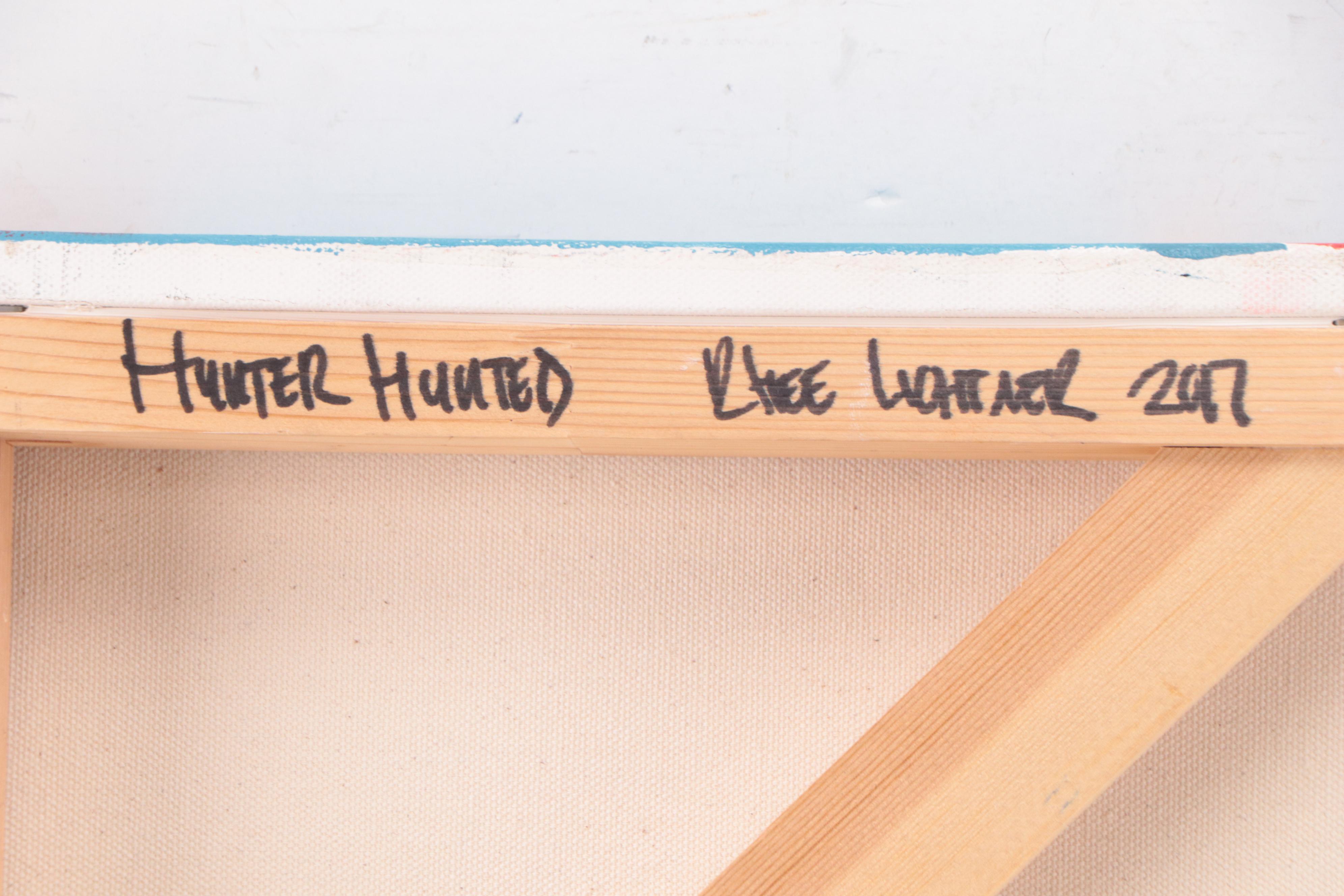 Rhee Lightner Mixed Media Painting "Hunter Hunted," 2017