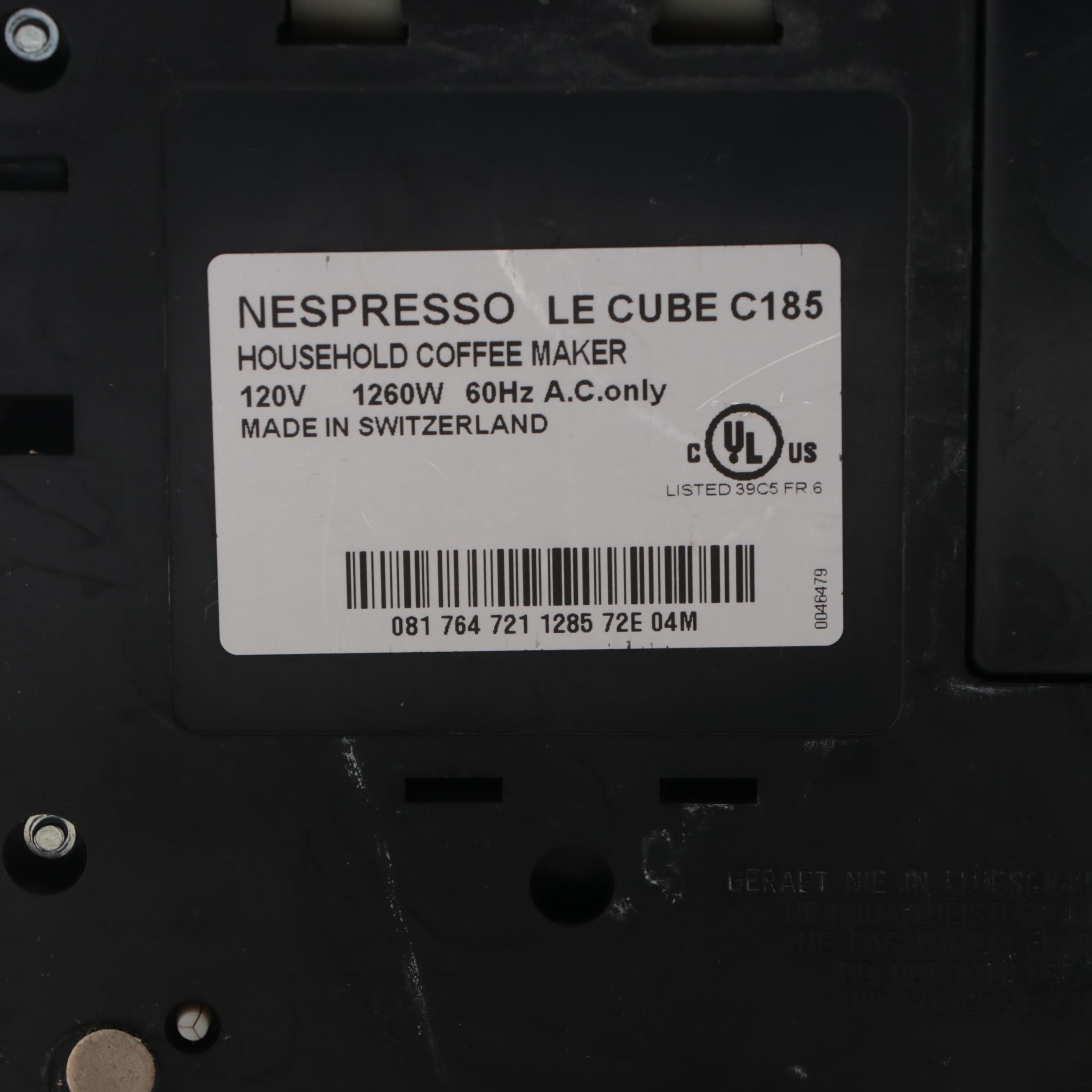 Nespresso Titan Gray Le Cube Espresso Machine