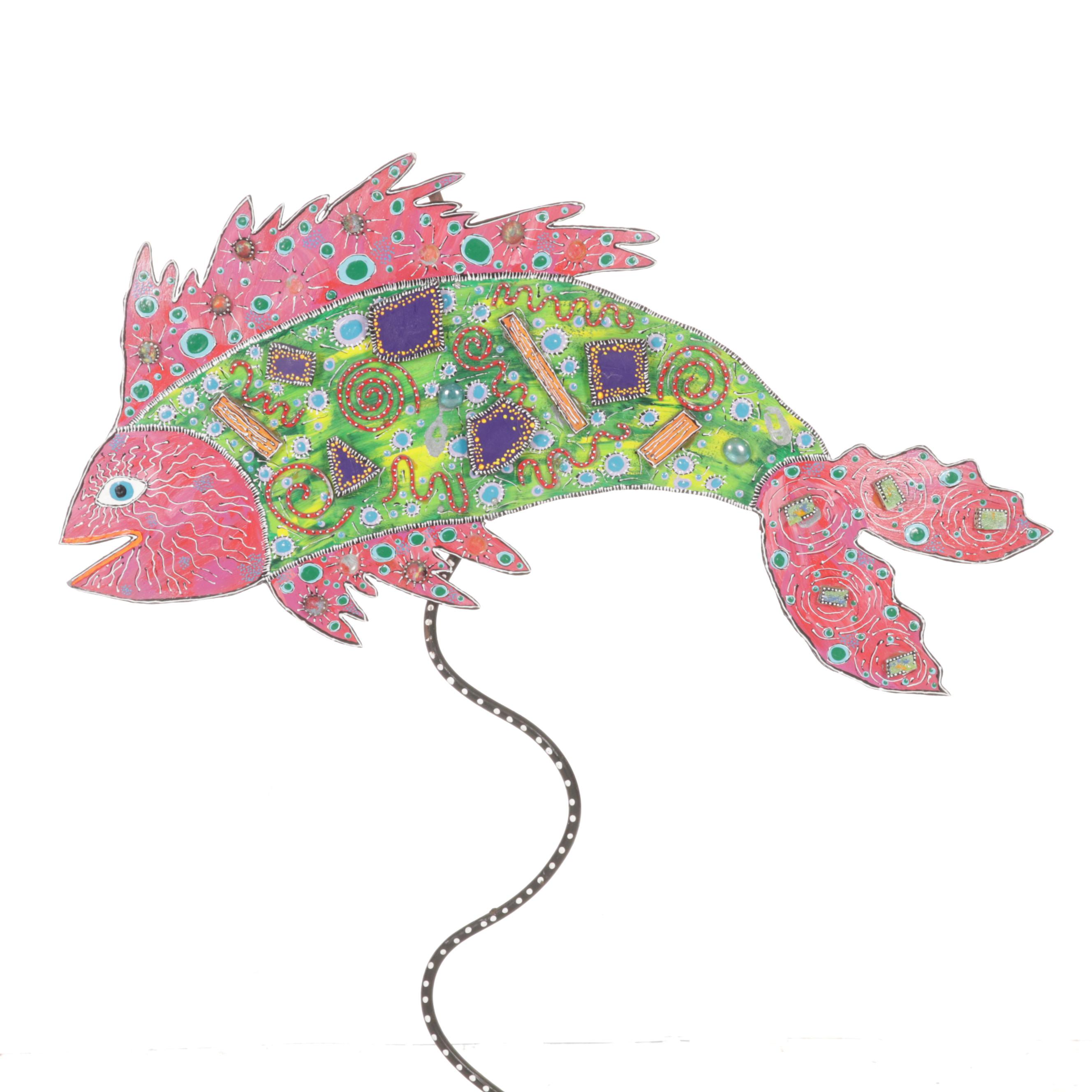 Signed Embellished Metal Fish Sculpture by Markel