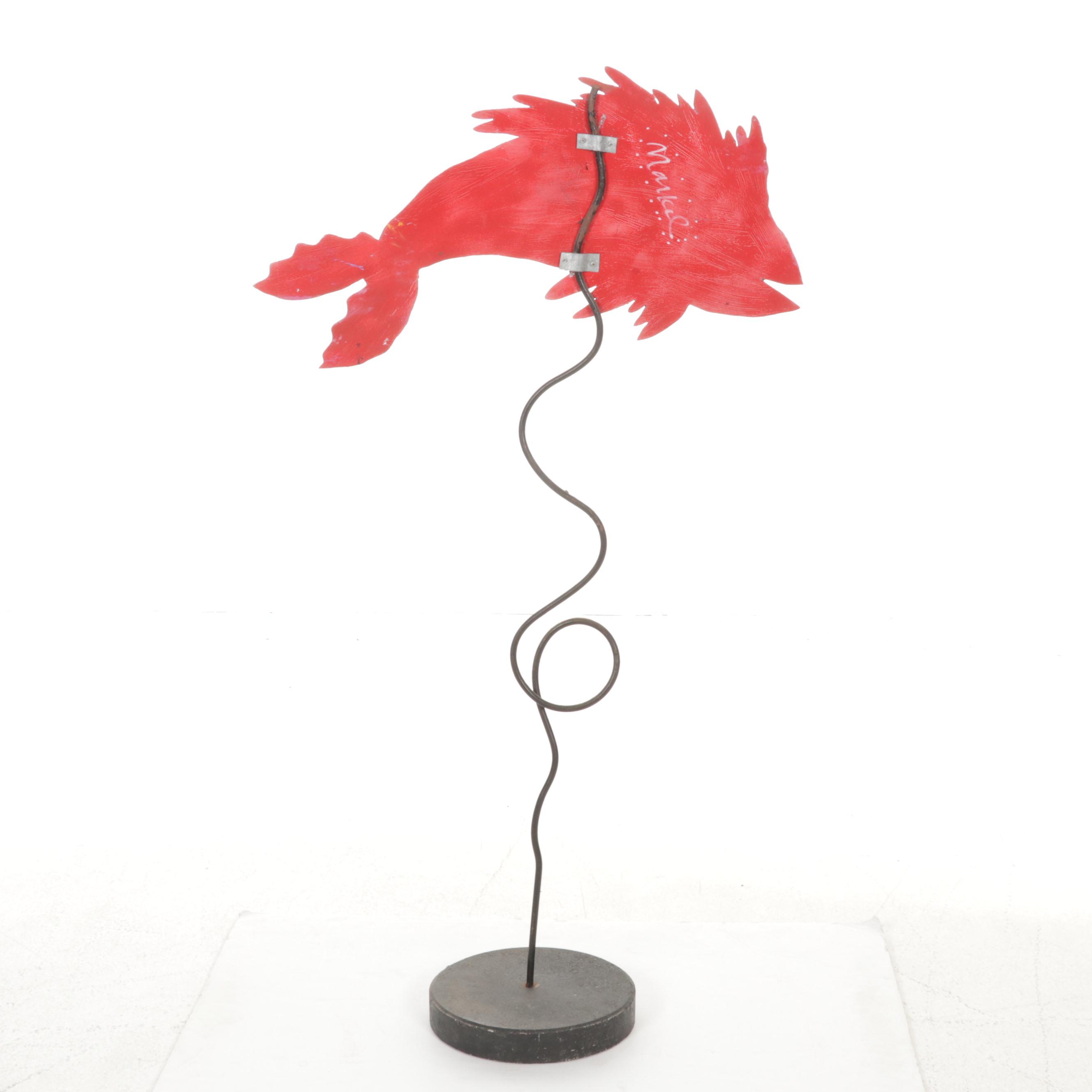 Signed Embellished Metal Fish Sculpture by Markel